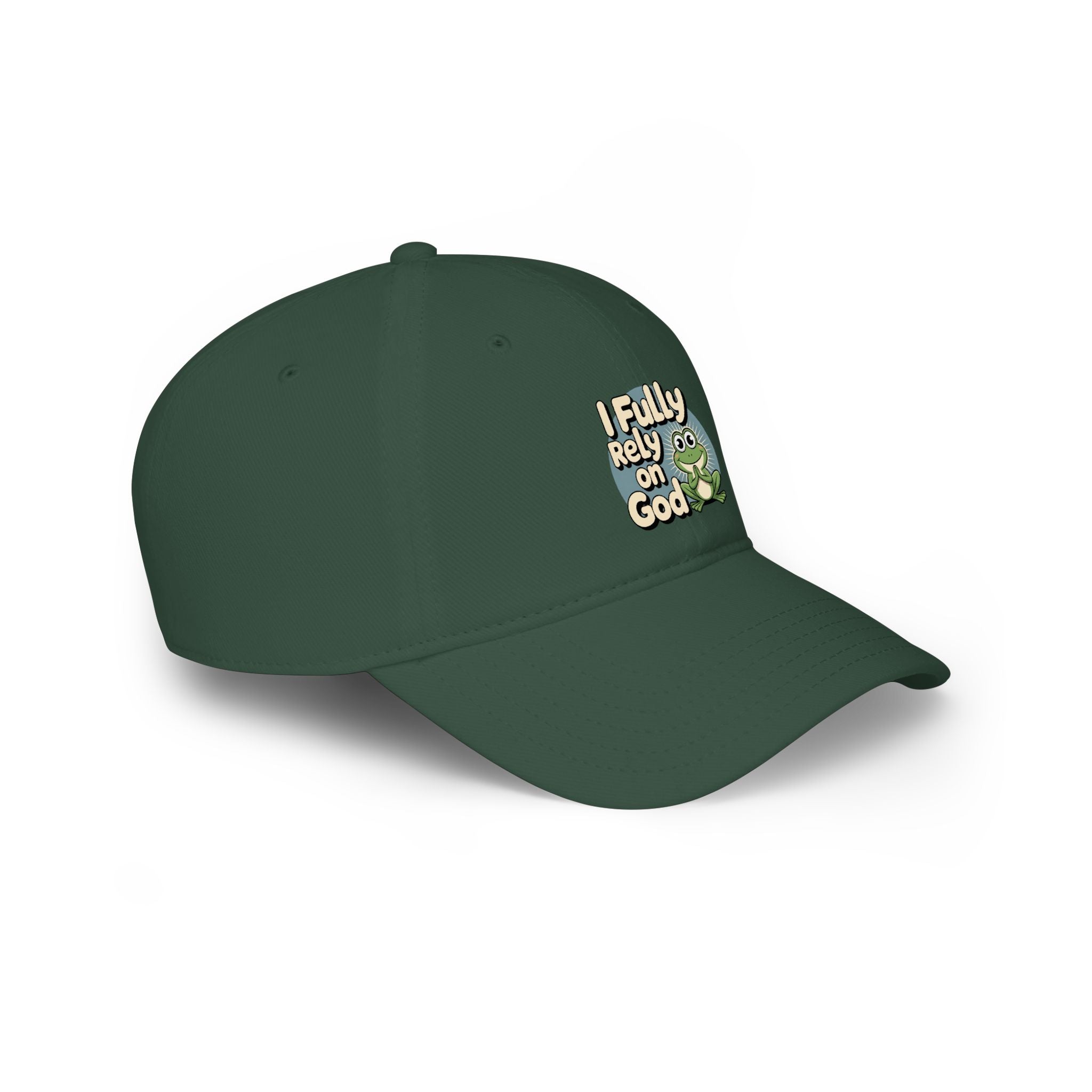 I Fully Rely on God Frog Cap - Low Profile Baseball Hat, Christian Faith Baseball Cap