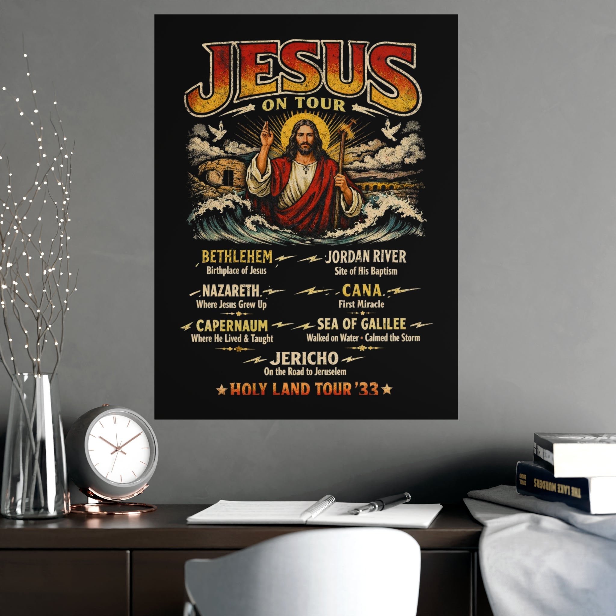 Jesus on Tour Matte Poster — Christian Map Tour Art (Places Jesus Visited)