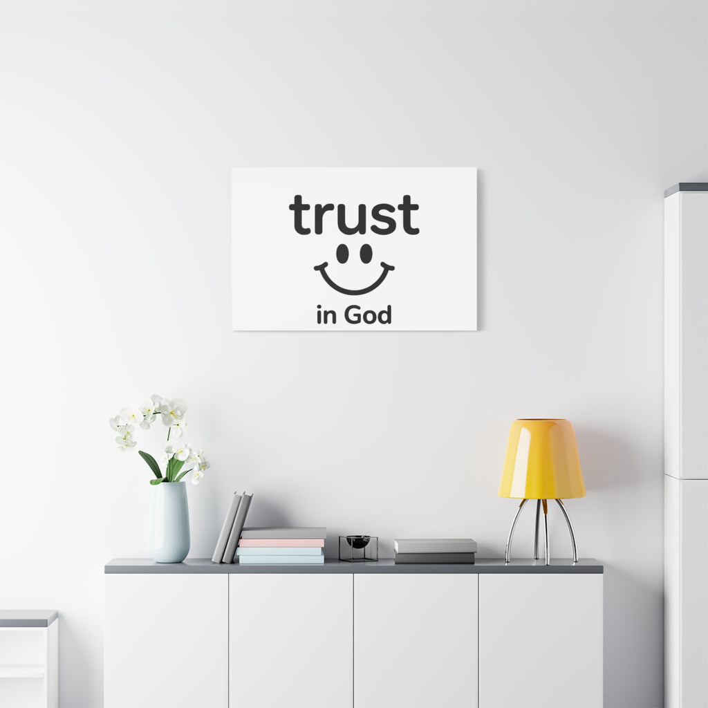 Trust in God Canvas Wall Art — Minimal Heart Quote Stretched Matte Canvas
