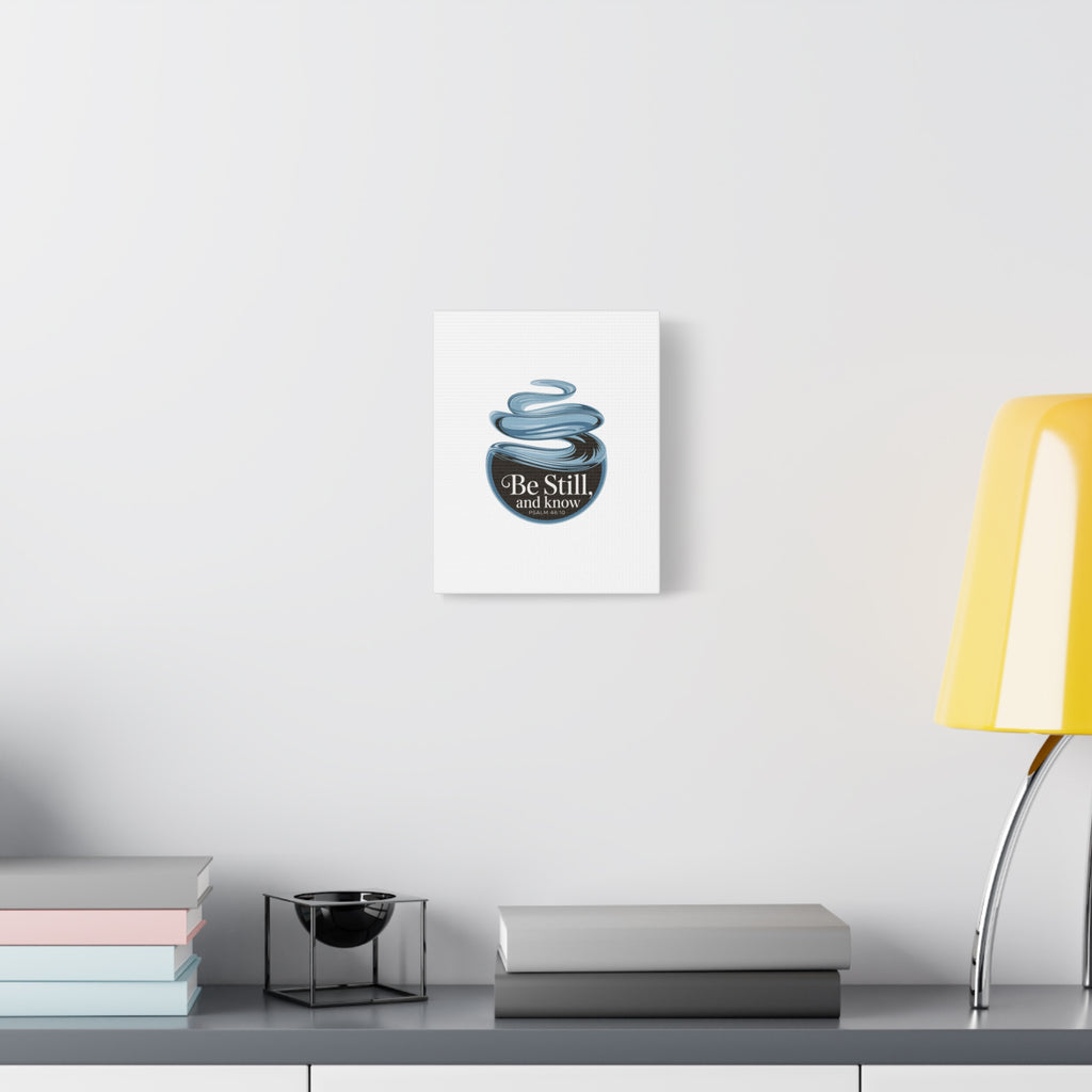 Be Still & Know Canvas Wall Art — Minimal Heart Quote Stretched Matte Canvas