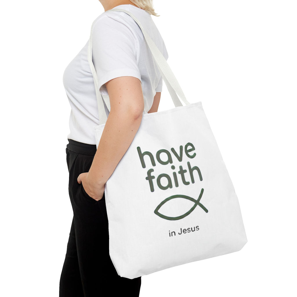 Have Faith in Jesus Tote Bag — Christian Fish Symbol Canvas Tote