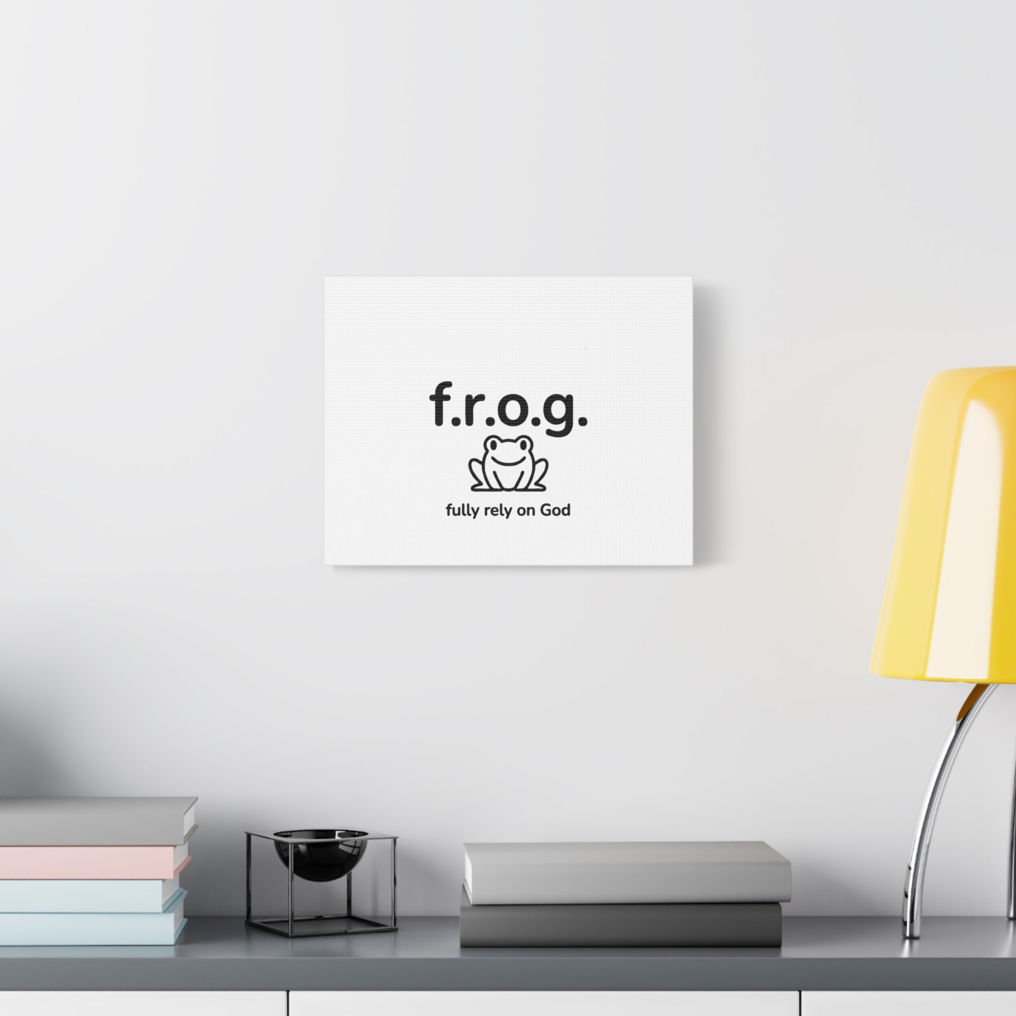 Frog, Fully Rely on God - Christian Canvas Wall Art