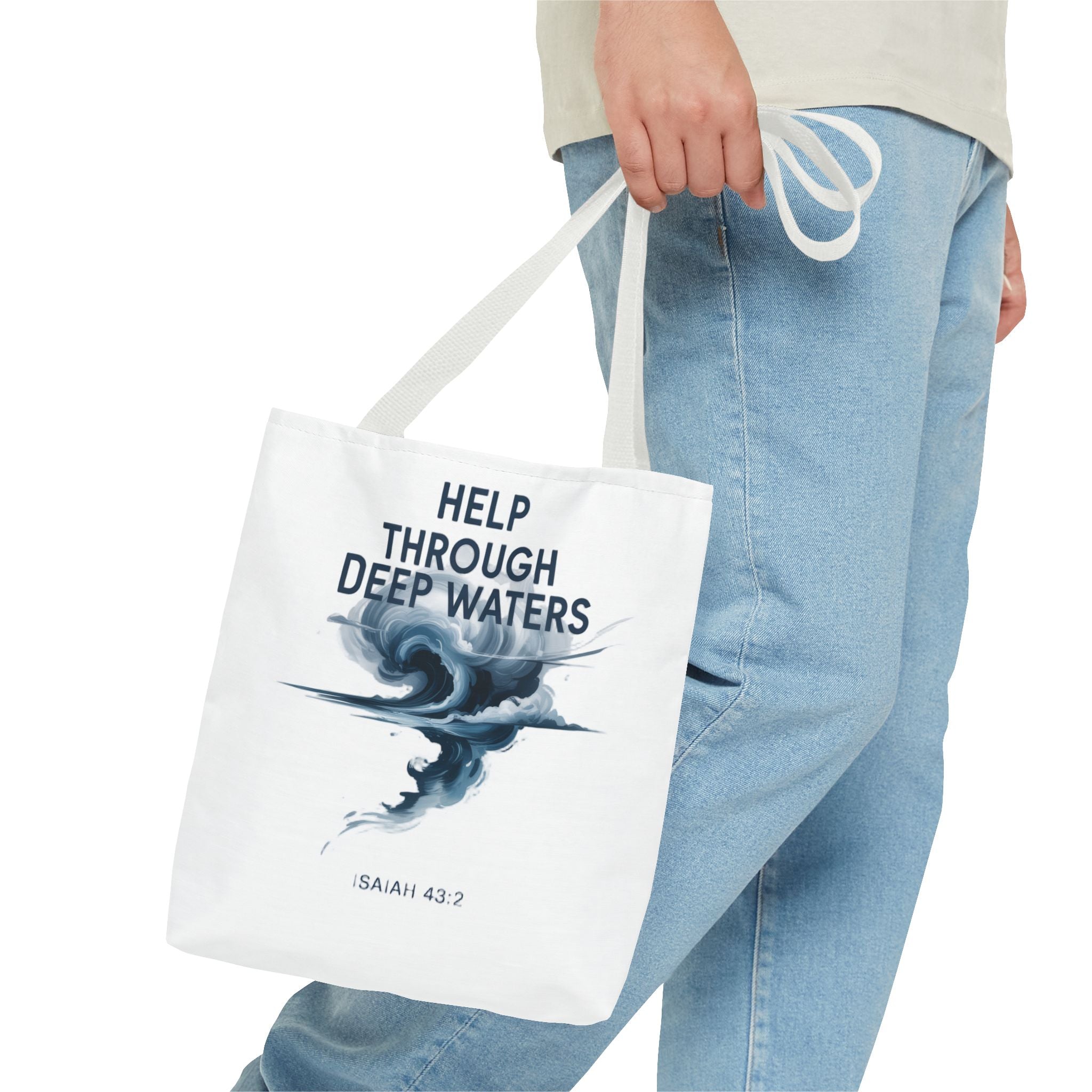 Tote — "Help Through Deep Waters" Inspirational Scripture Tote Bag (Isaiah 43:2)