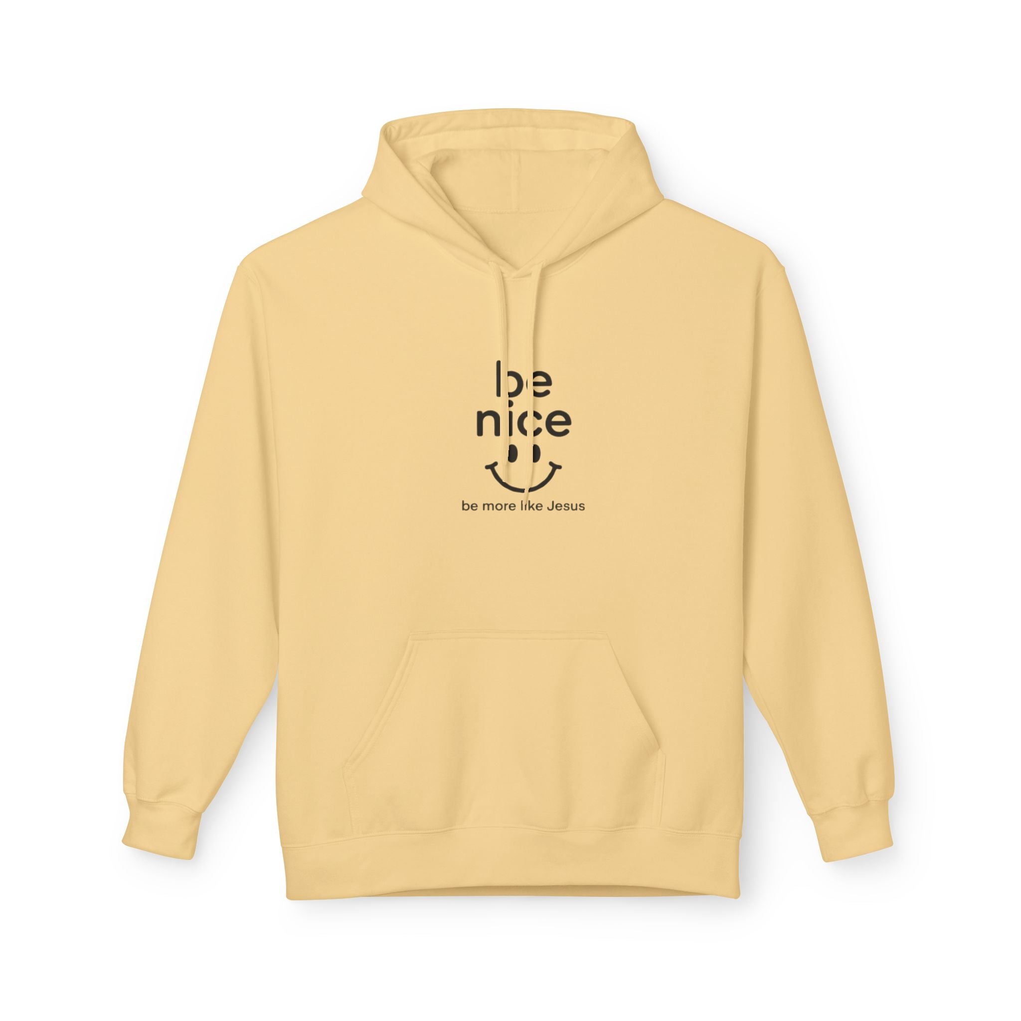 Be Nice' Minimal Smiley Hoodie — Casual Positive Message Pullover