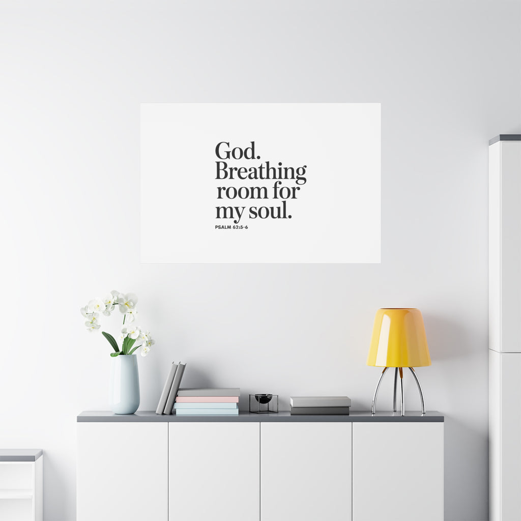 God breathing room for my soul Christian Canvas Wall Art — Minimal Heart Quote Stretched Matte Canvas