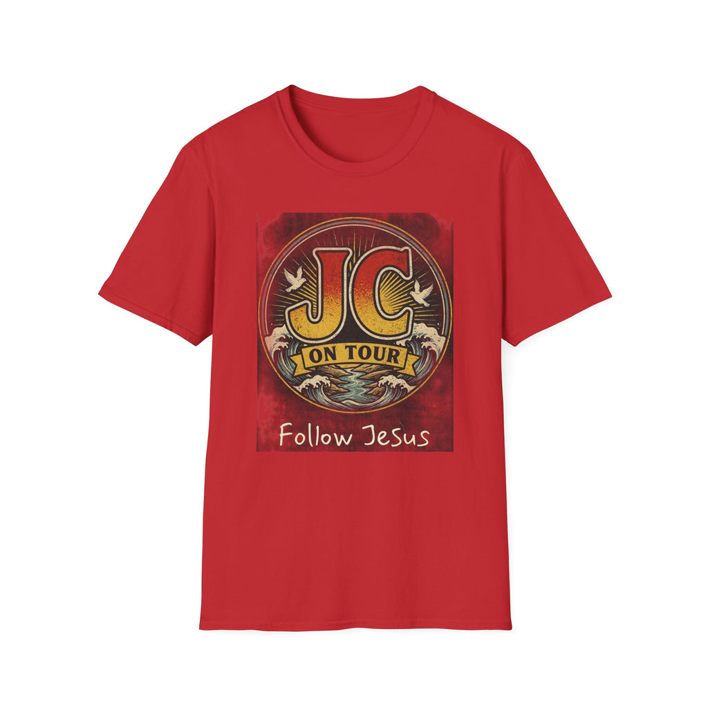 JC On Tour – Follow Jesus Rock ’n’ Roll Christian T-Shirt
