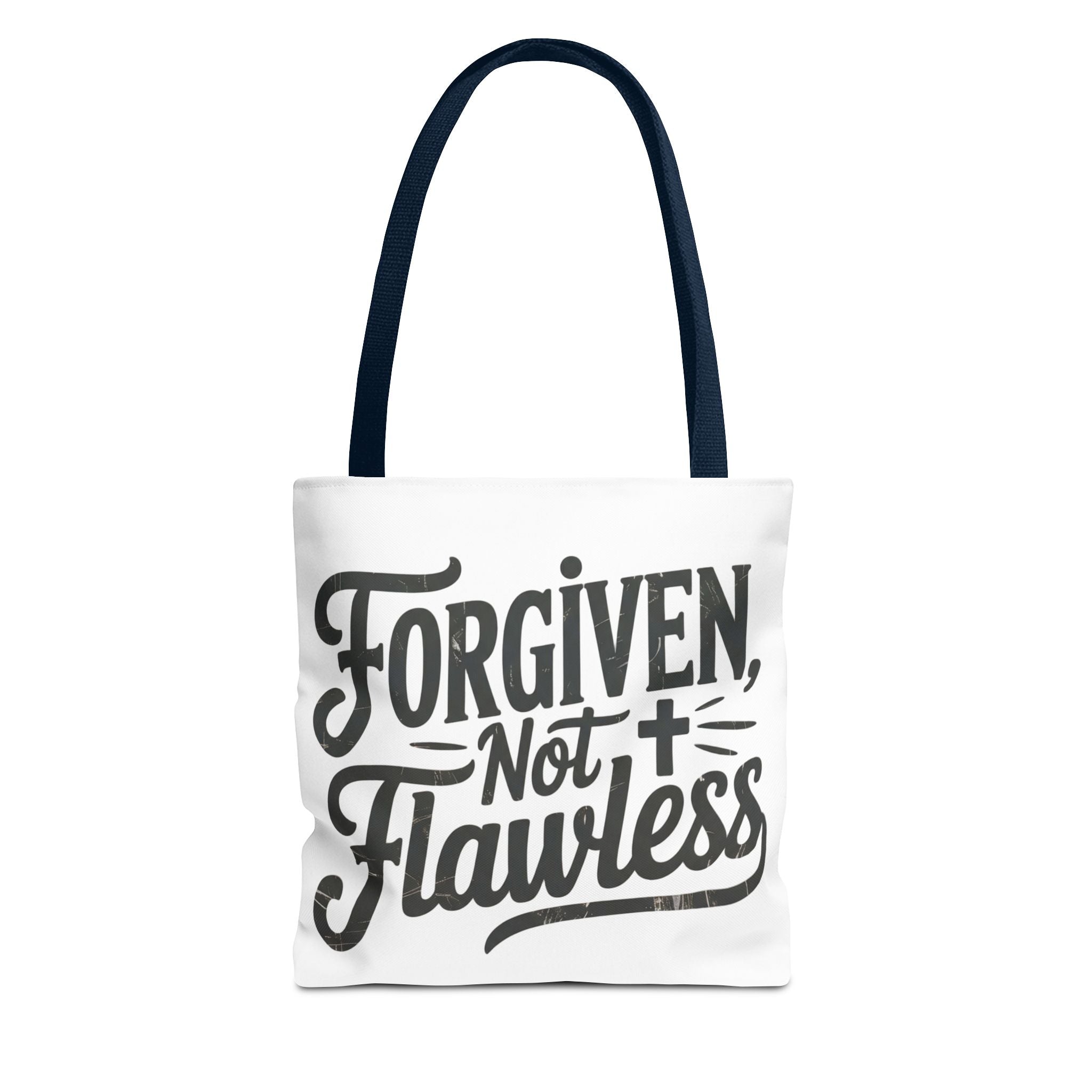 Forgiven Not Flawless Christian Tote Bag — Inspirational Scripture Quote Tote