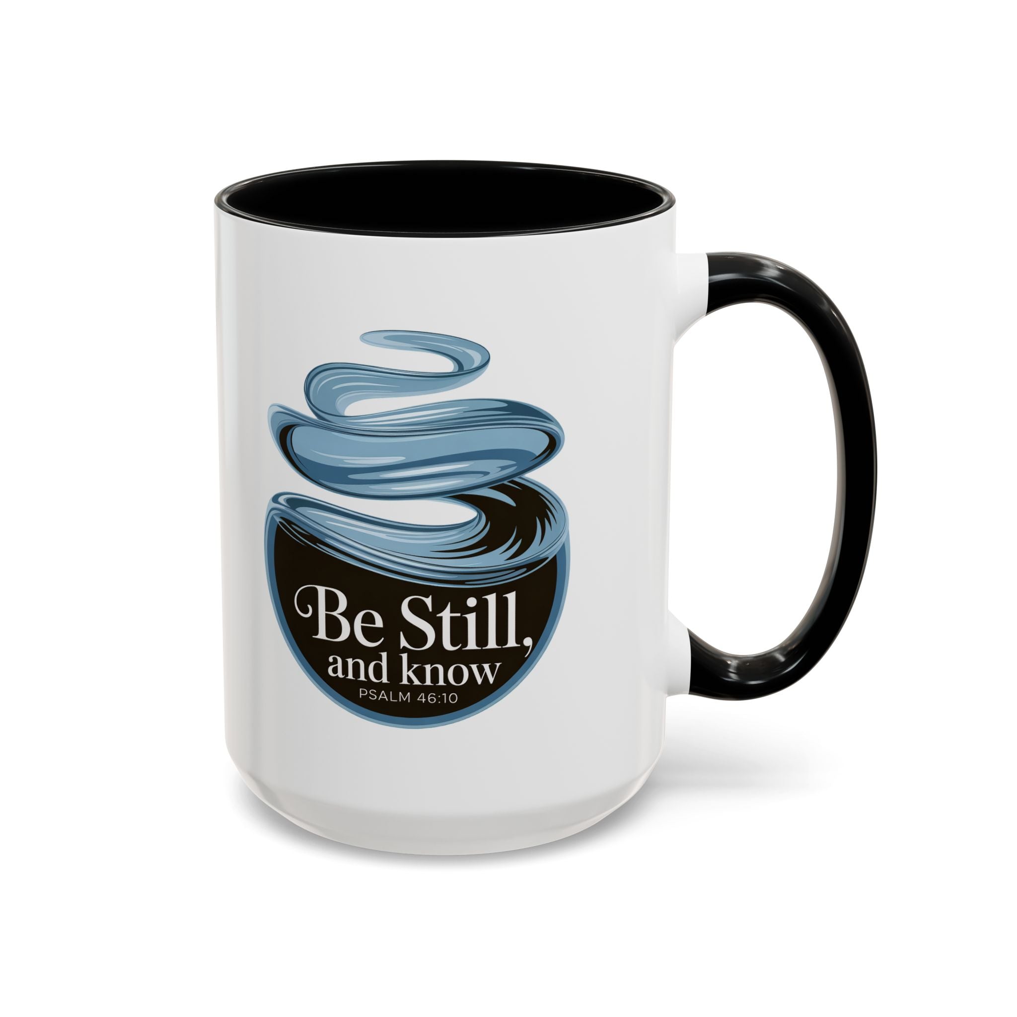 Be Still and Know Accent Coffee Mug — Minimalist Inspirational Psalm Mug (11/15oz)