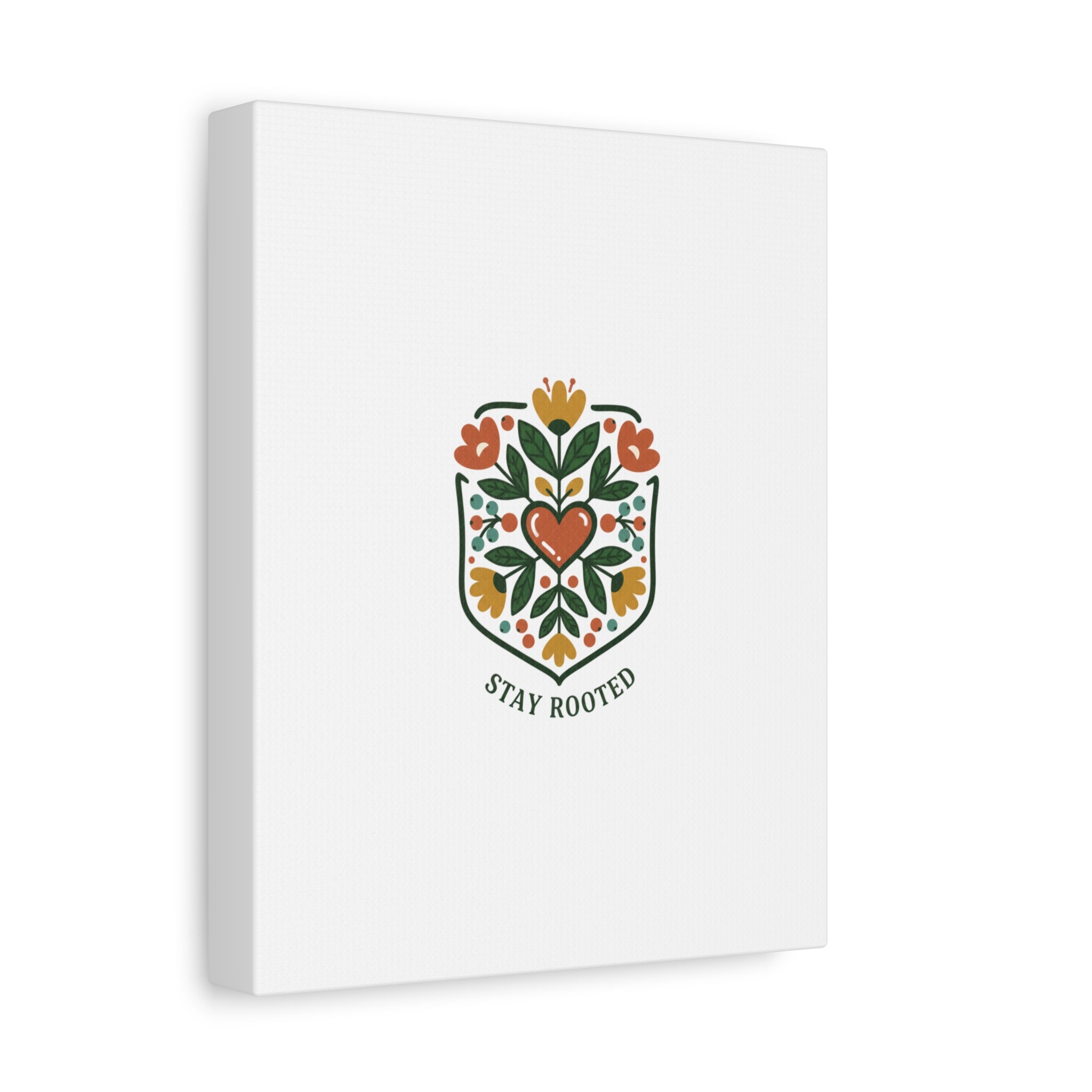 Stay Rooted Botanical Canvas — Hand-Drawn Folk Art Wall Print