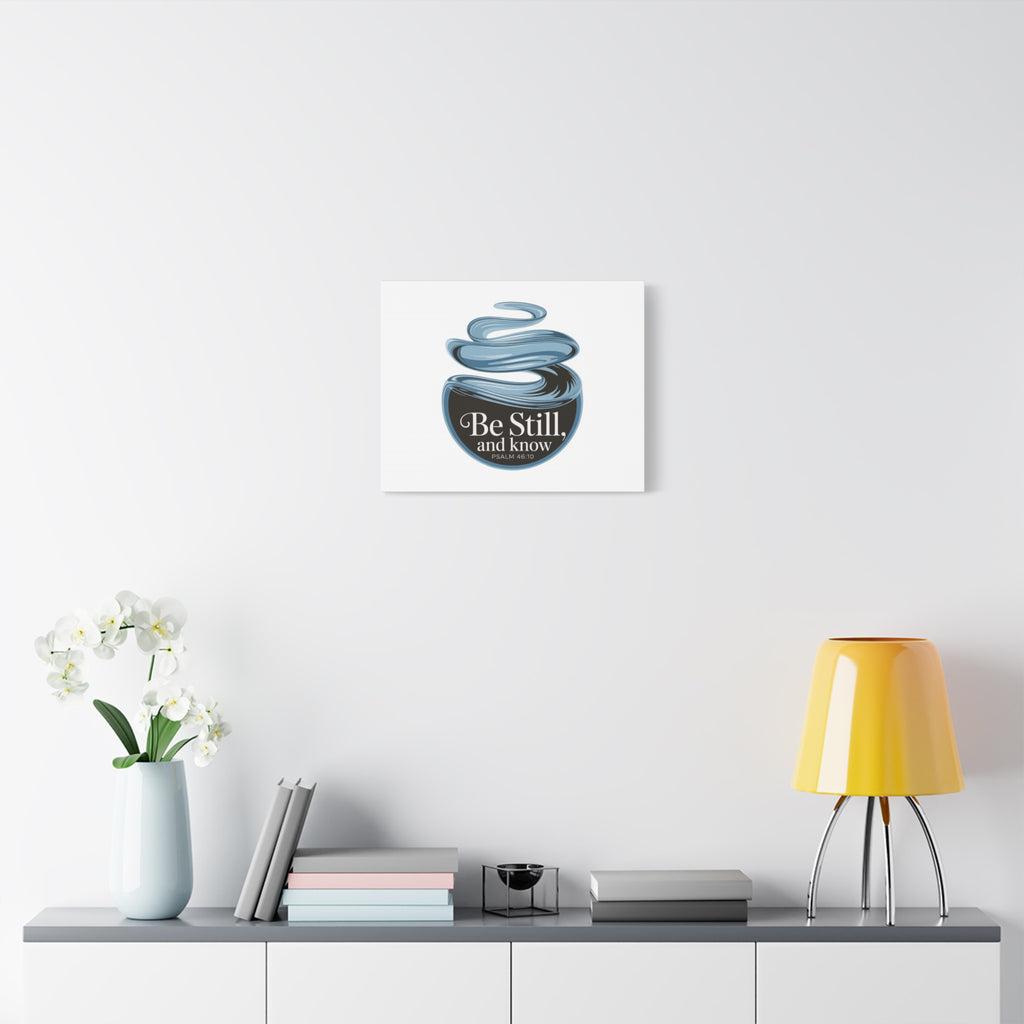 Be Still & Know Canvas Wall Art — Minimal Heart Quote Stretched Matte Canvas