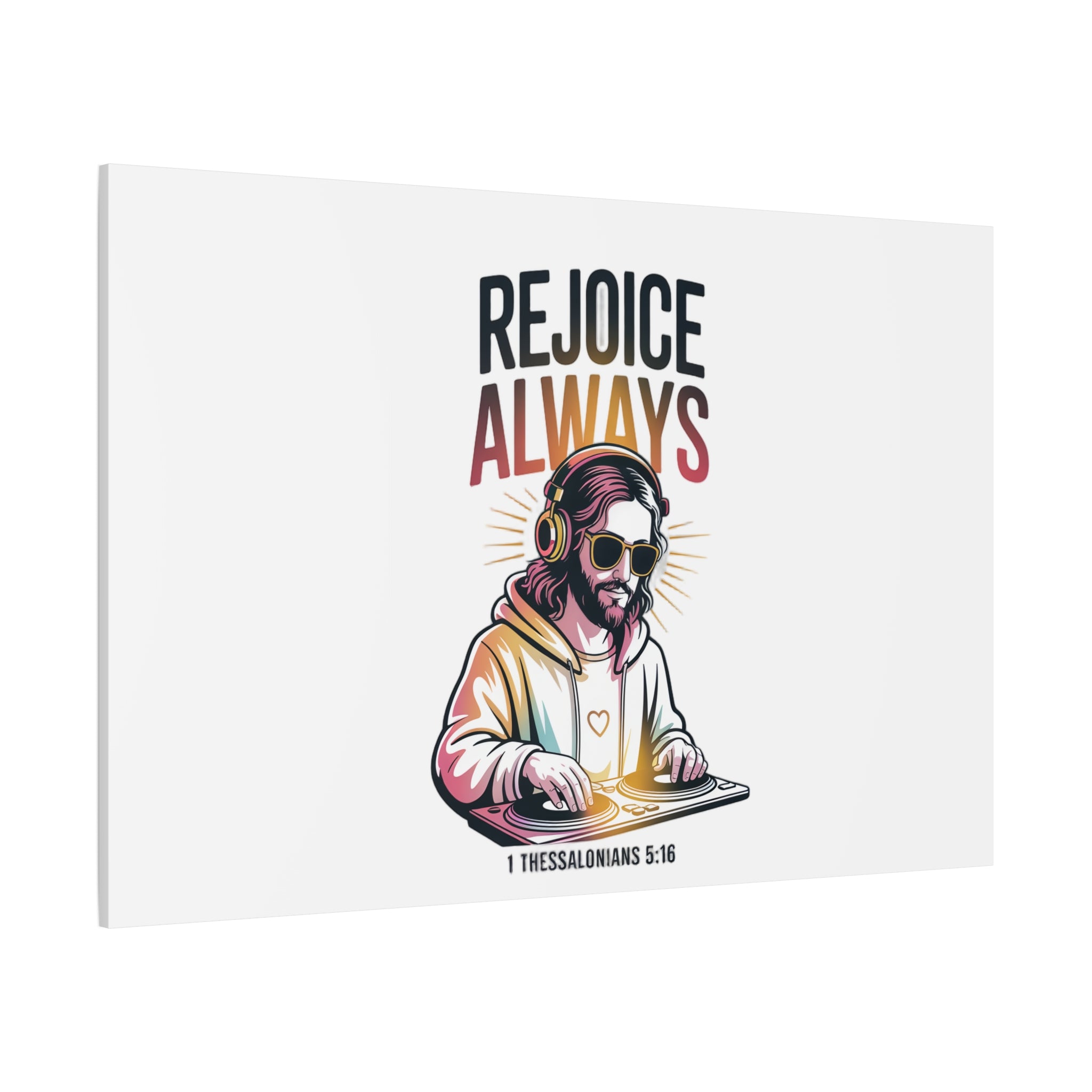 Rejoice Always Canvas Wall Art — Modern Jesus Illustration (1 Thessalonians 5:16)
