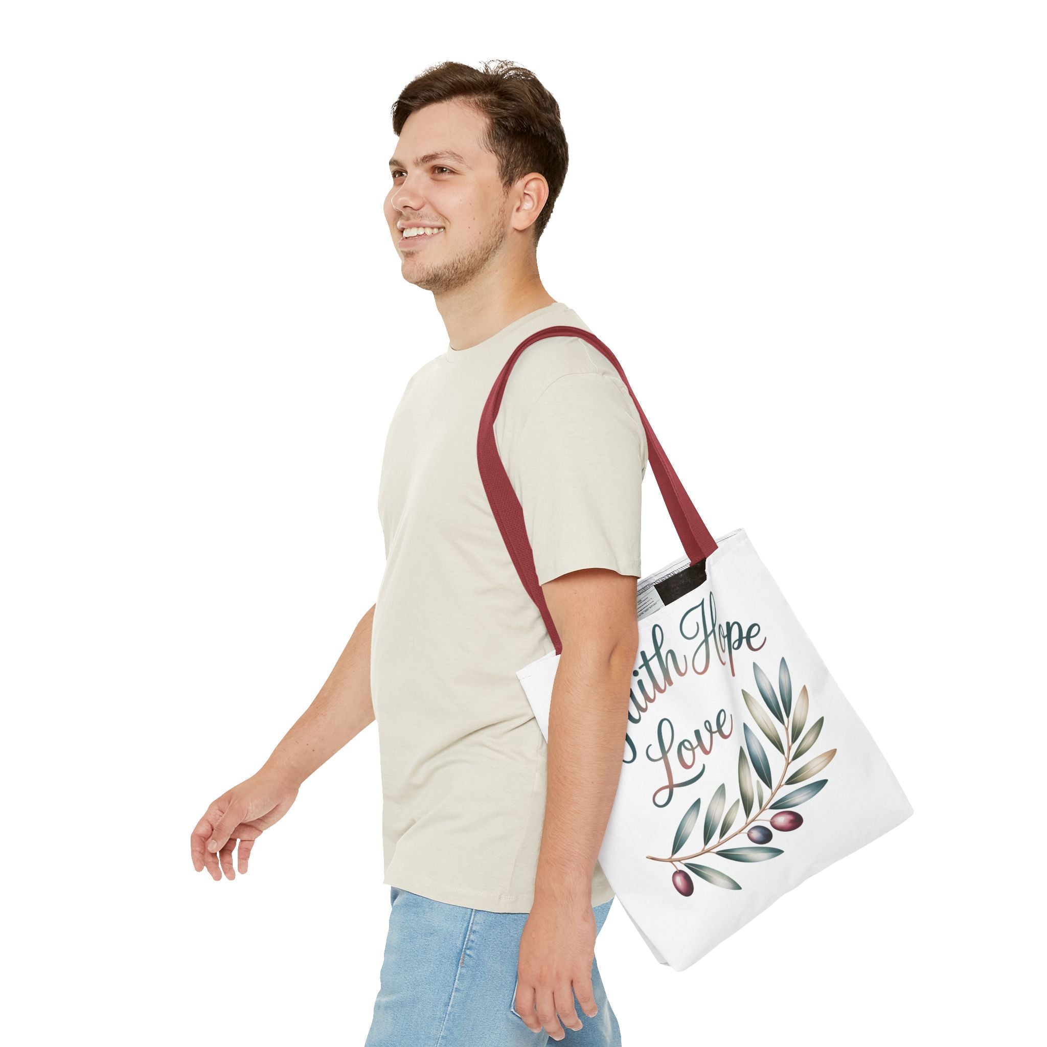 Faith Hope Love Floral Tote Bag — Inspirational Scripture Quote Canvas Carryall