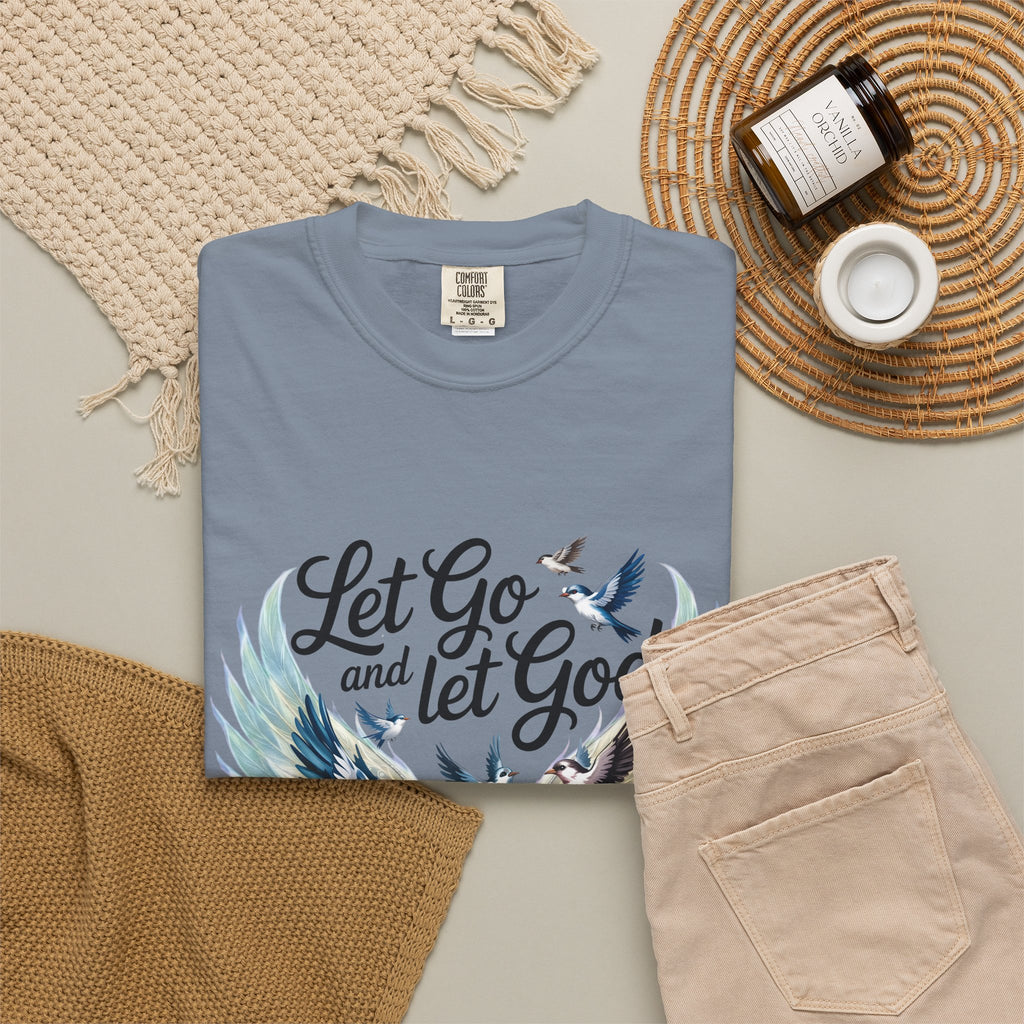 Angel Wings Graphic T-Shirt — Pastel Blue Feather Back Print