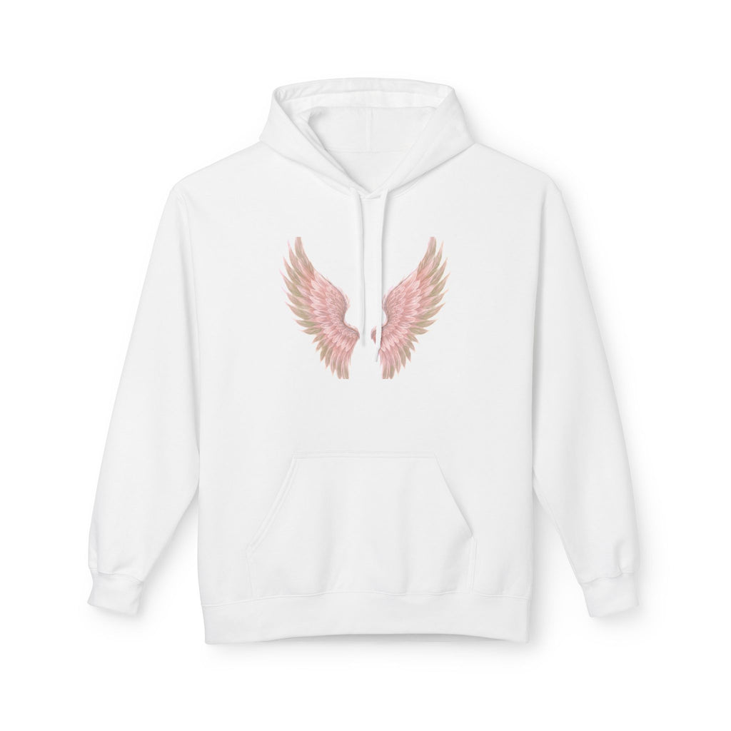 Angel Wings Hoodie — Pastel Pink Feather Graphic Pullover