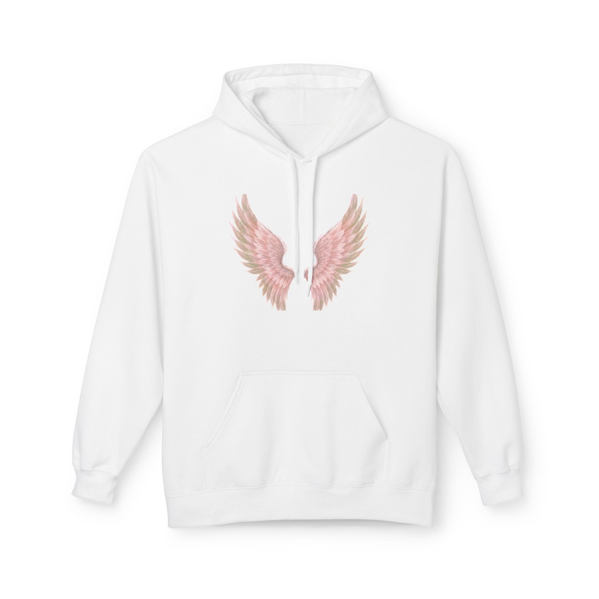 Angel Wings Hoodie — Pastel Pink Feather Graphic Pullover