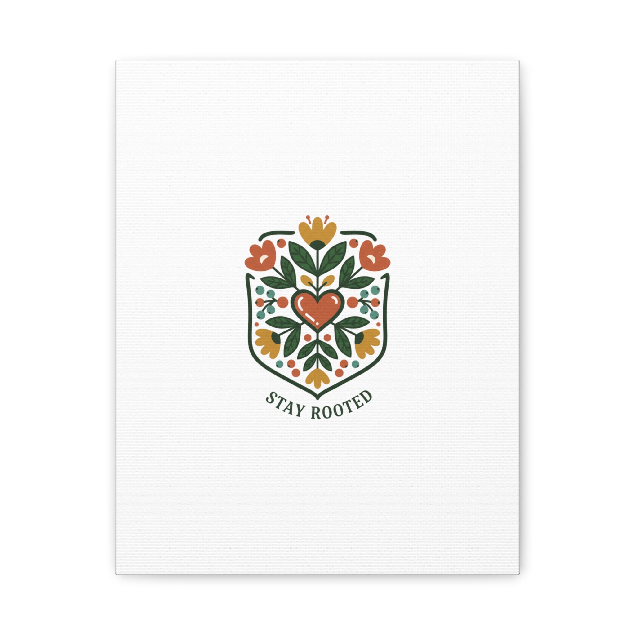 Stay Rooted Botanical Canvas — Hand-Drawn Folk Art Wall Print