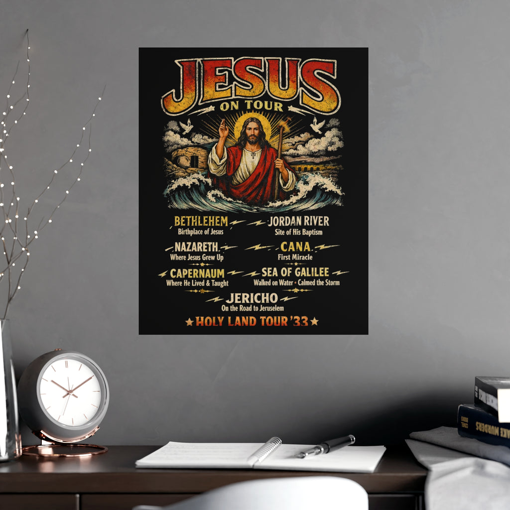 Jesus on Tour Matte Poster — Christian Map Tour Art (Places Jesus Visited)