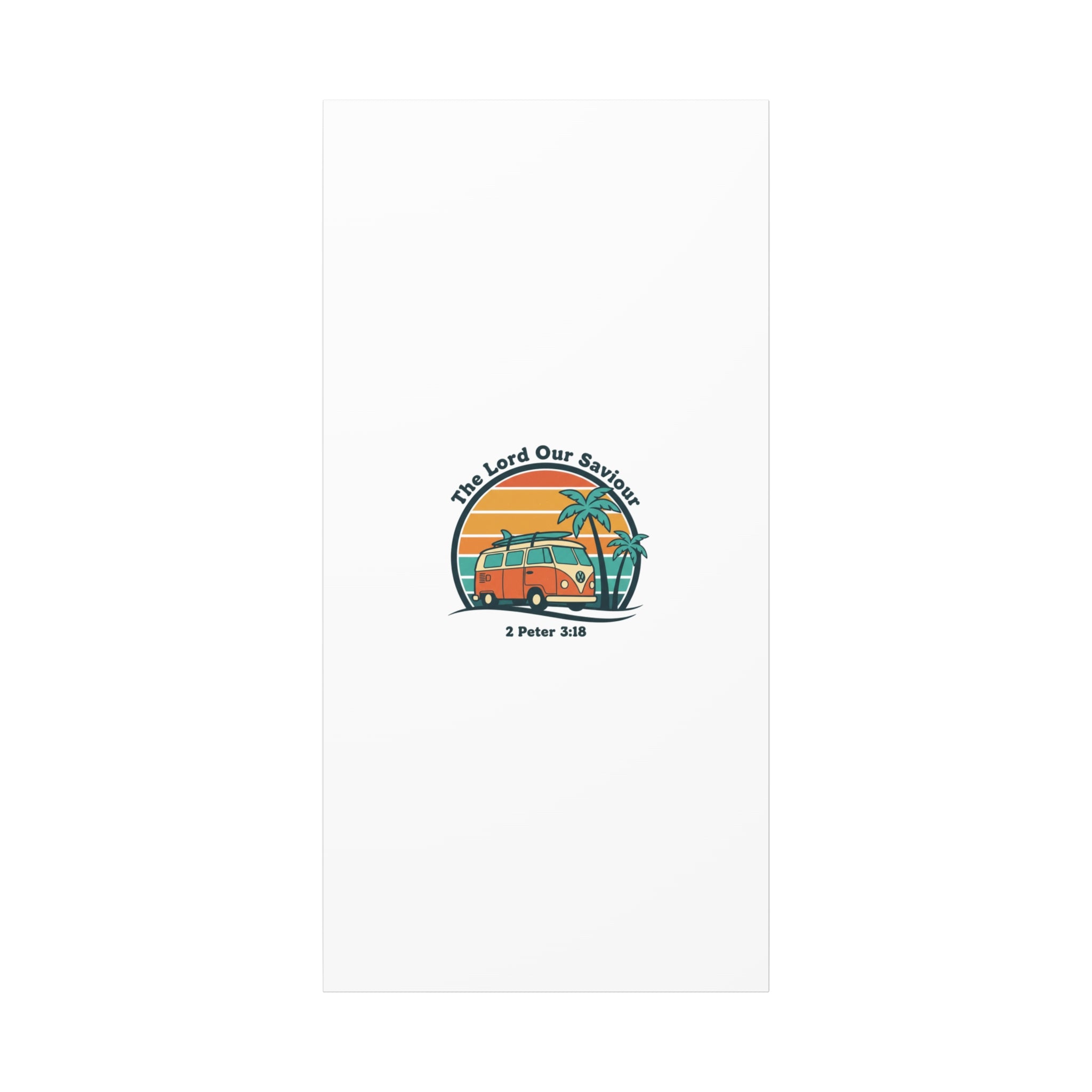 The Lord our Saviour, Retro Surf Sunset Canvas | 70s Van Palm Postcard, Analog Sunshine Aesthetic