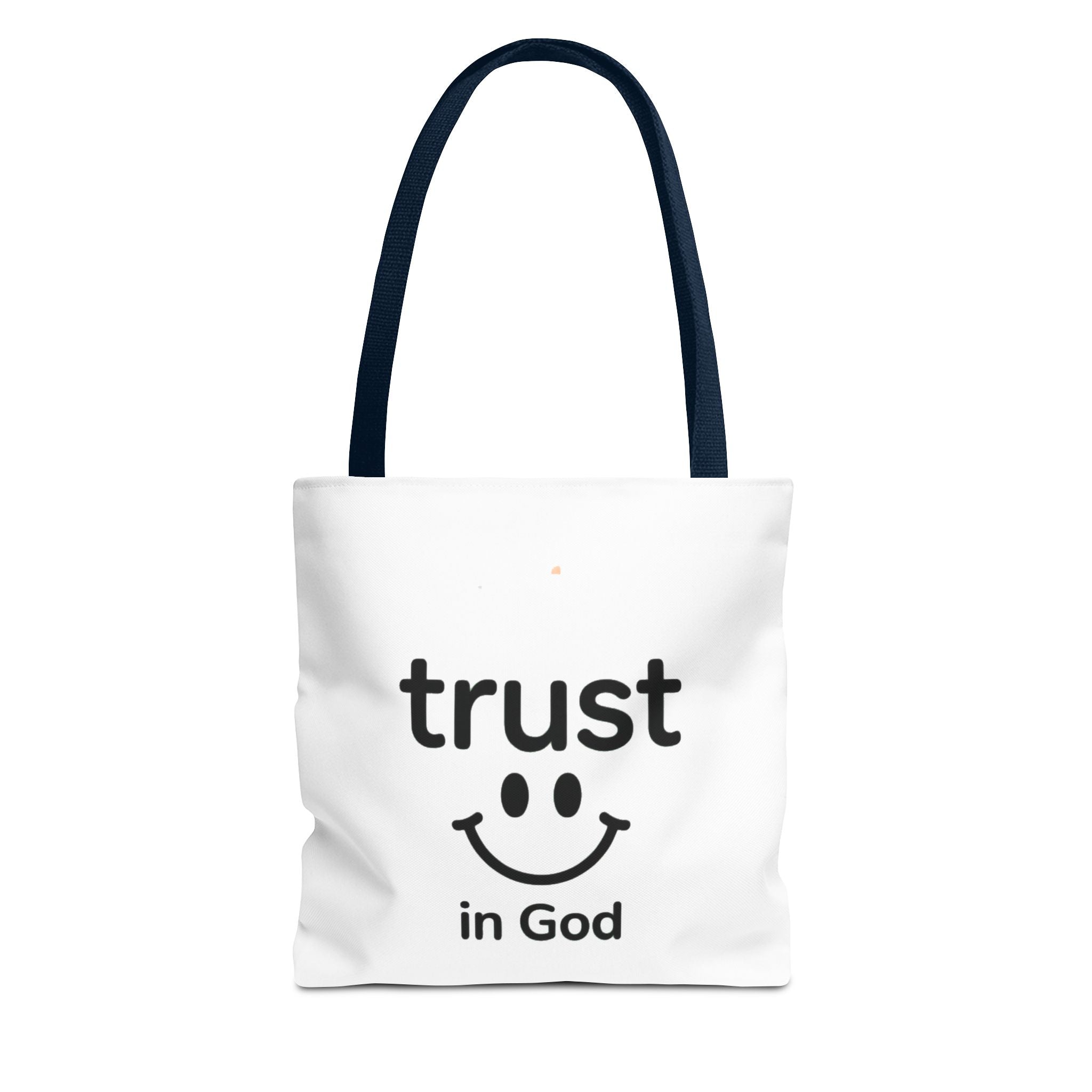 Faith Smile Tote Bag — "Trust in God" Inspirational Canvas Tote