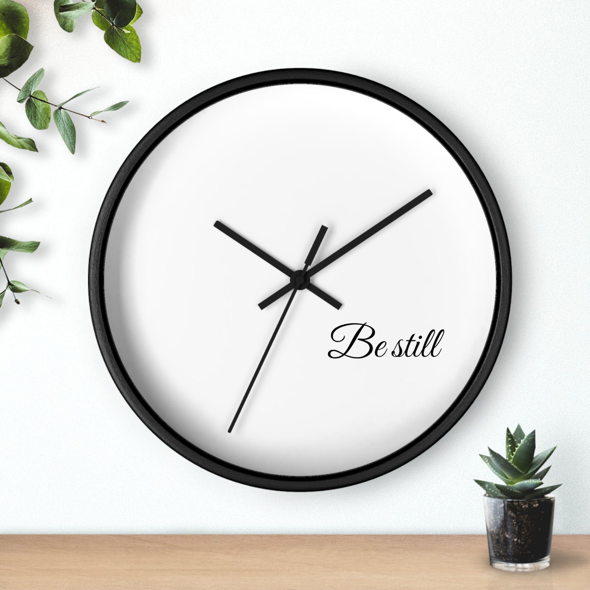 Be Still Wall Clock — Minimalist Bible Scripture Clock