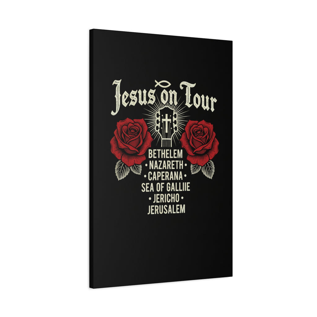 Jesus on Tour Red Roses Canvas Art — Stretched Matte Wall Decor