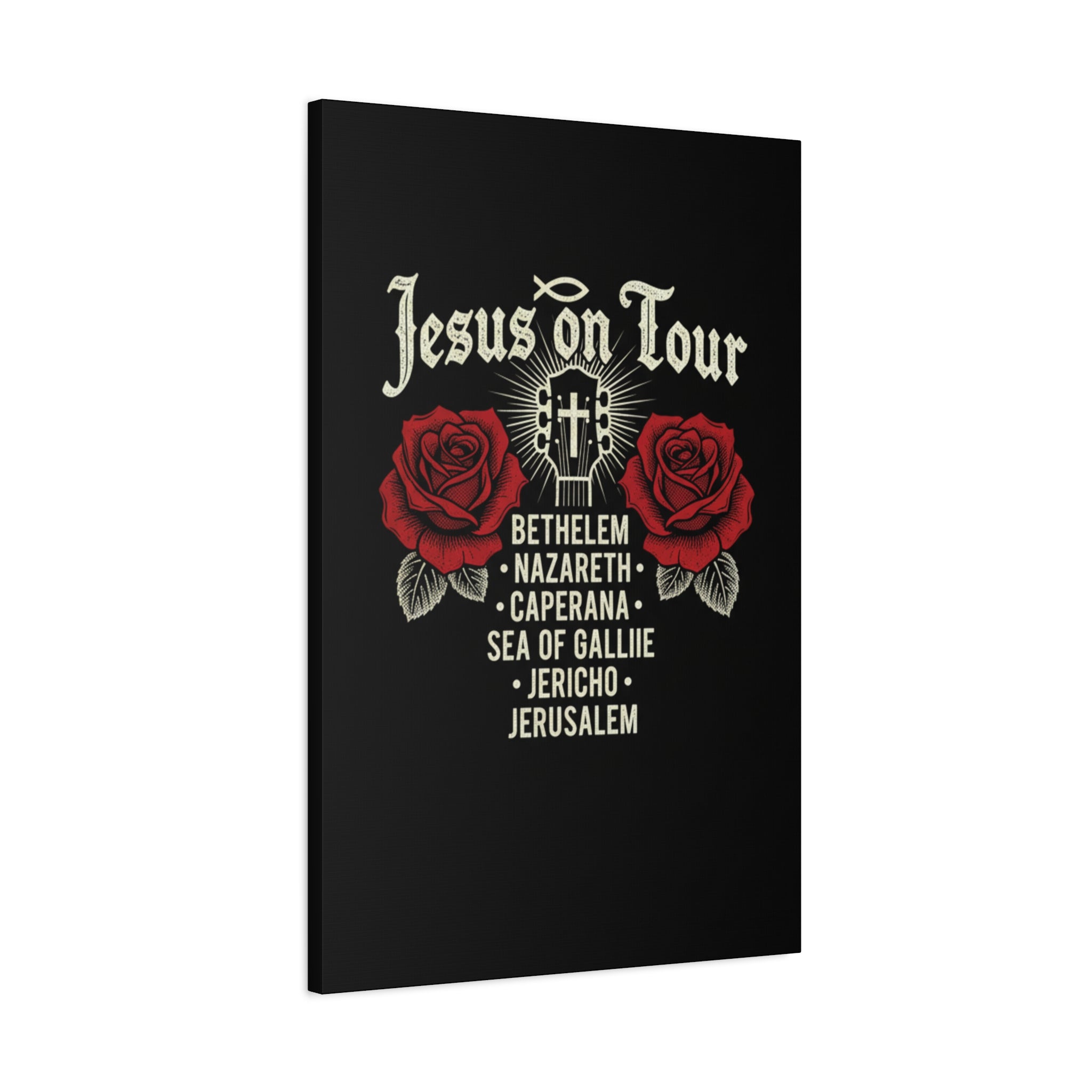 Jesus on Tour Red Roses Canvas Art — Stretched Matte Wall Decor