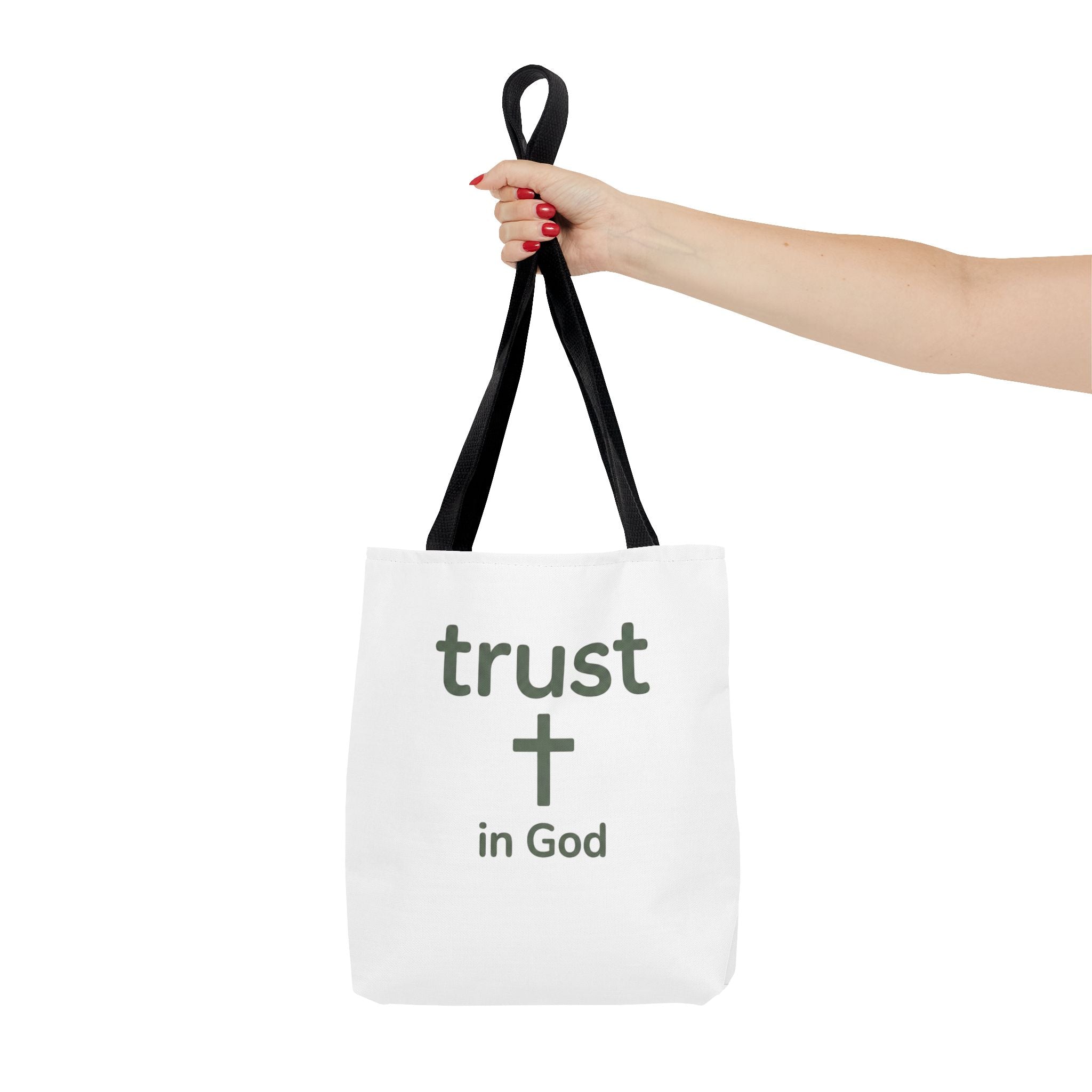 Faith Tote Bag — "Trust in God" Canvas Carryall with Cross