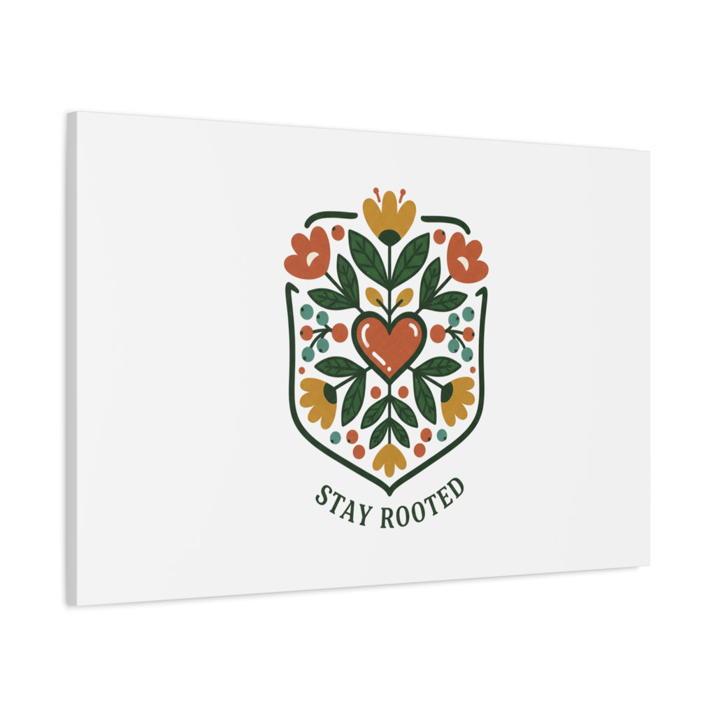 Stay Rooted Botanical Canvas — Hand-Drawn Folk Art Wall Print