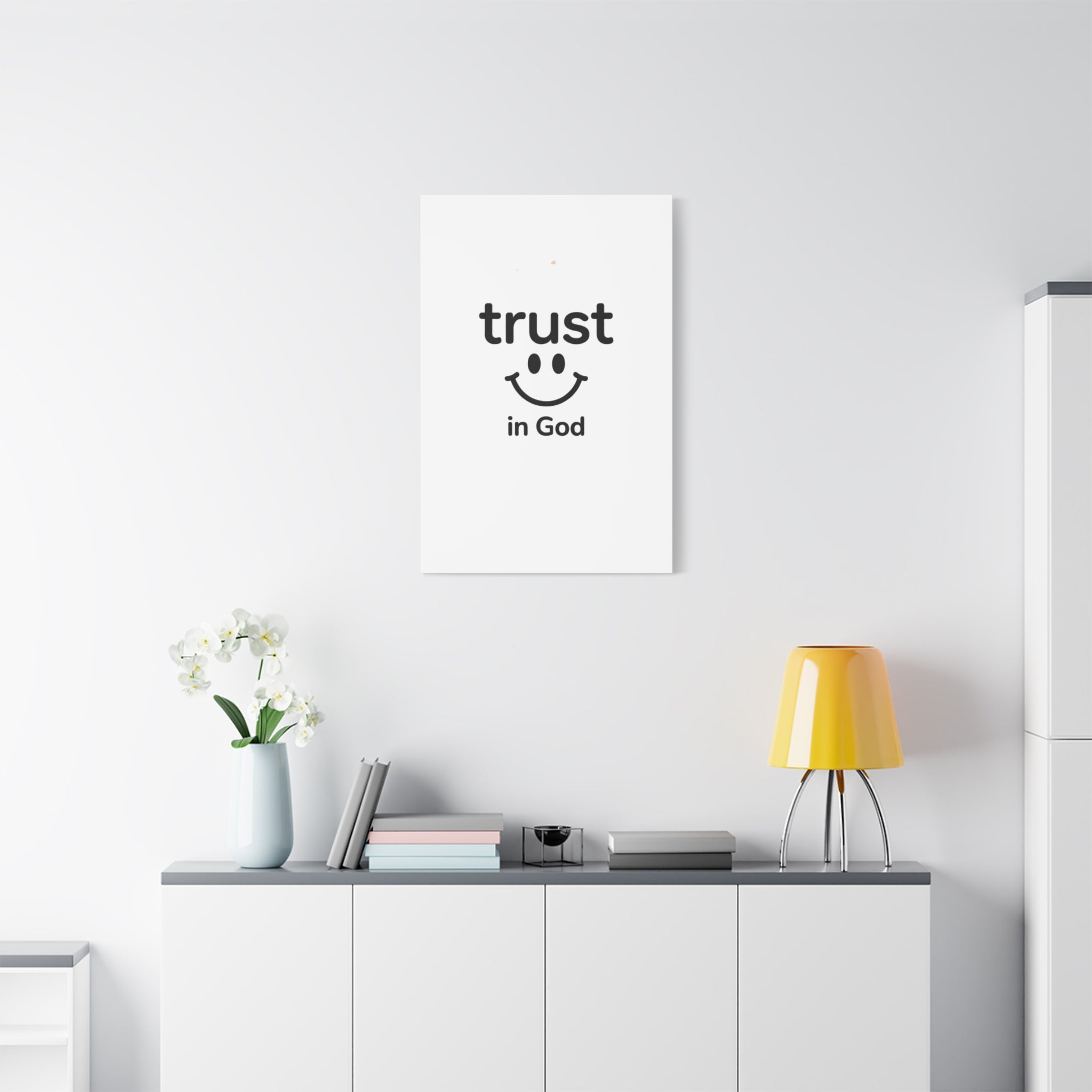 Trust in God Canvas Wall Art — Minimal Heart Quote Stretched Matte Canvas