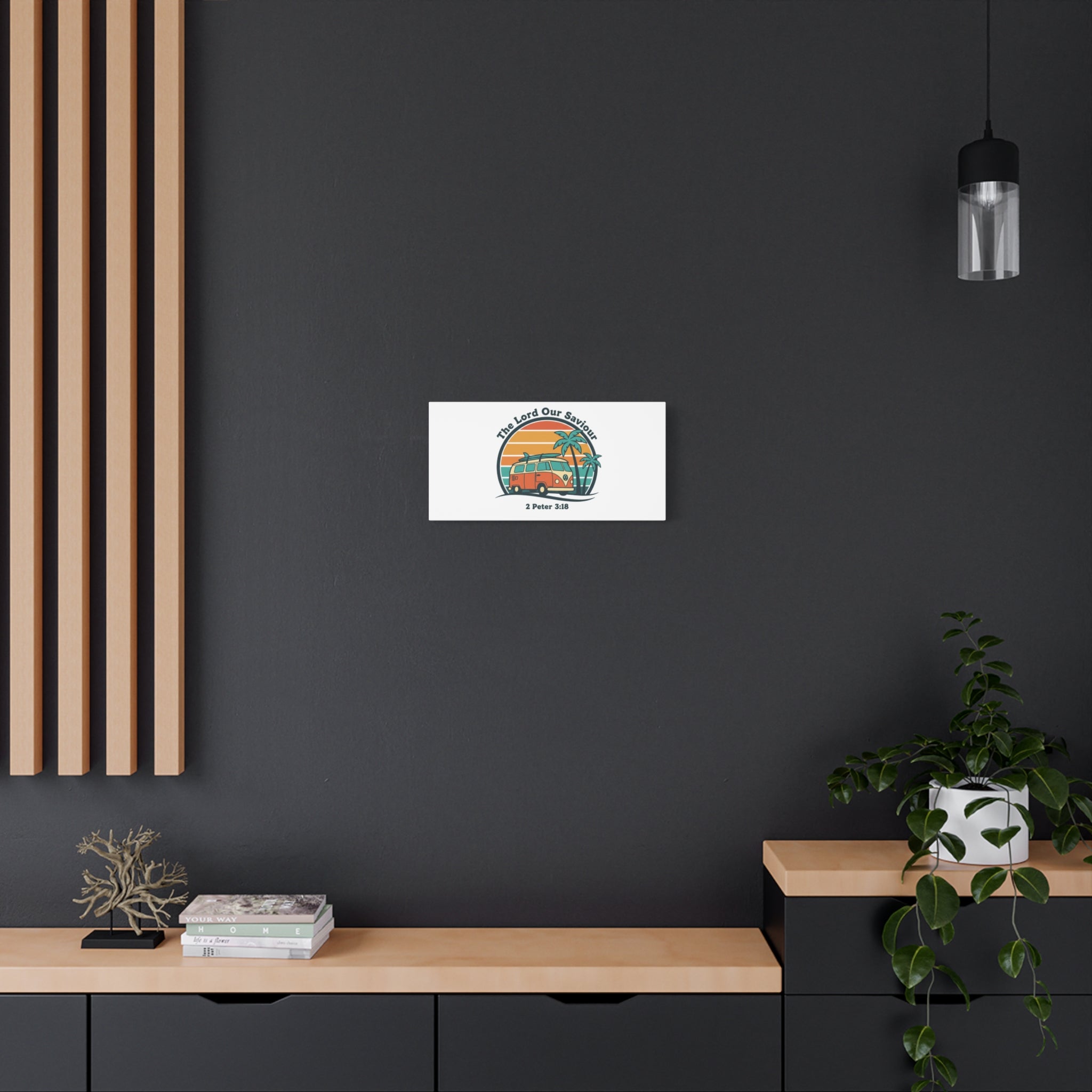 The Lord our Saviour, Retro Surf Sunset Canvas | 70s Van Palm Postcard, Analog Sunshine Aesthetic