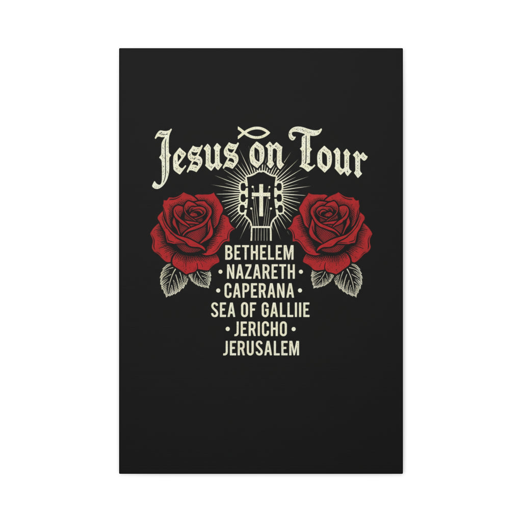 Jesus on Tour Red Roses Canvas Art — Stretched Matte Wall Decor