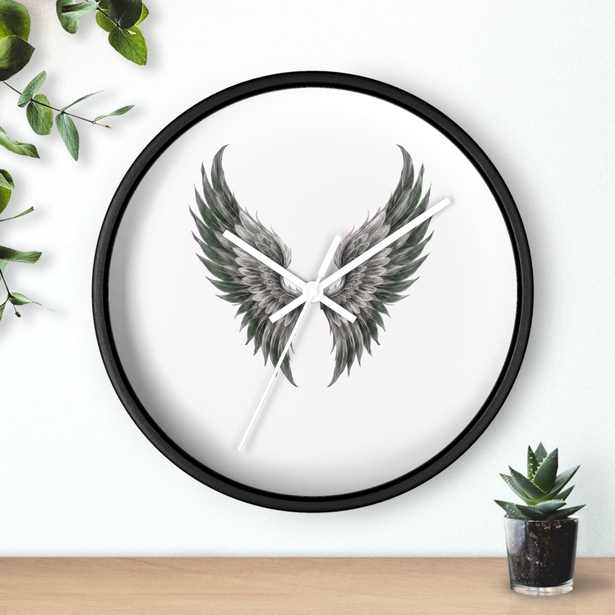 Angel Wings Wall Clock — Minimal Feathered Wing Timepiece