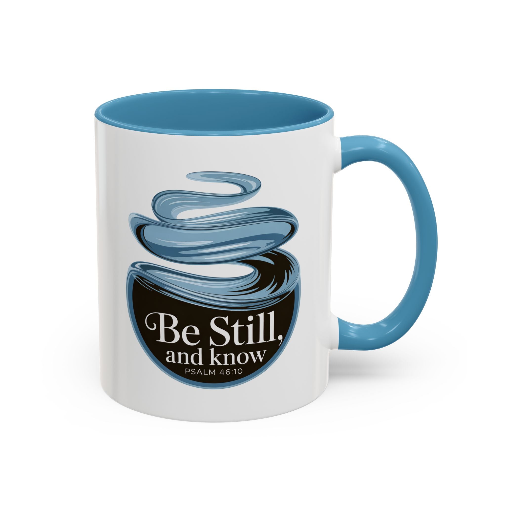 Be Still and Know Accent Coffee Mug — Minimalist Inspirational Psalm Mug (11/15oz)