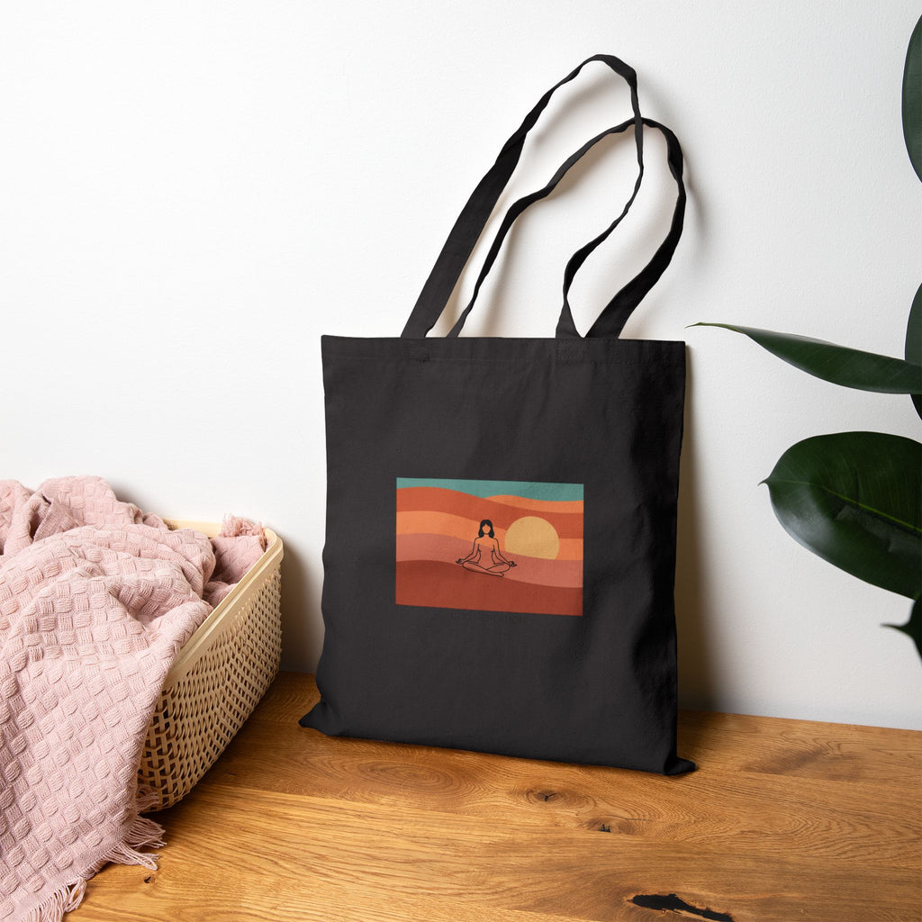 God´s Creation Desert Sunset Minimalist Tote | Southwestern mesa, adobe-inspired neutral art