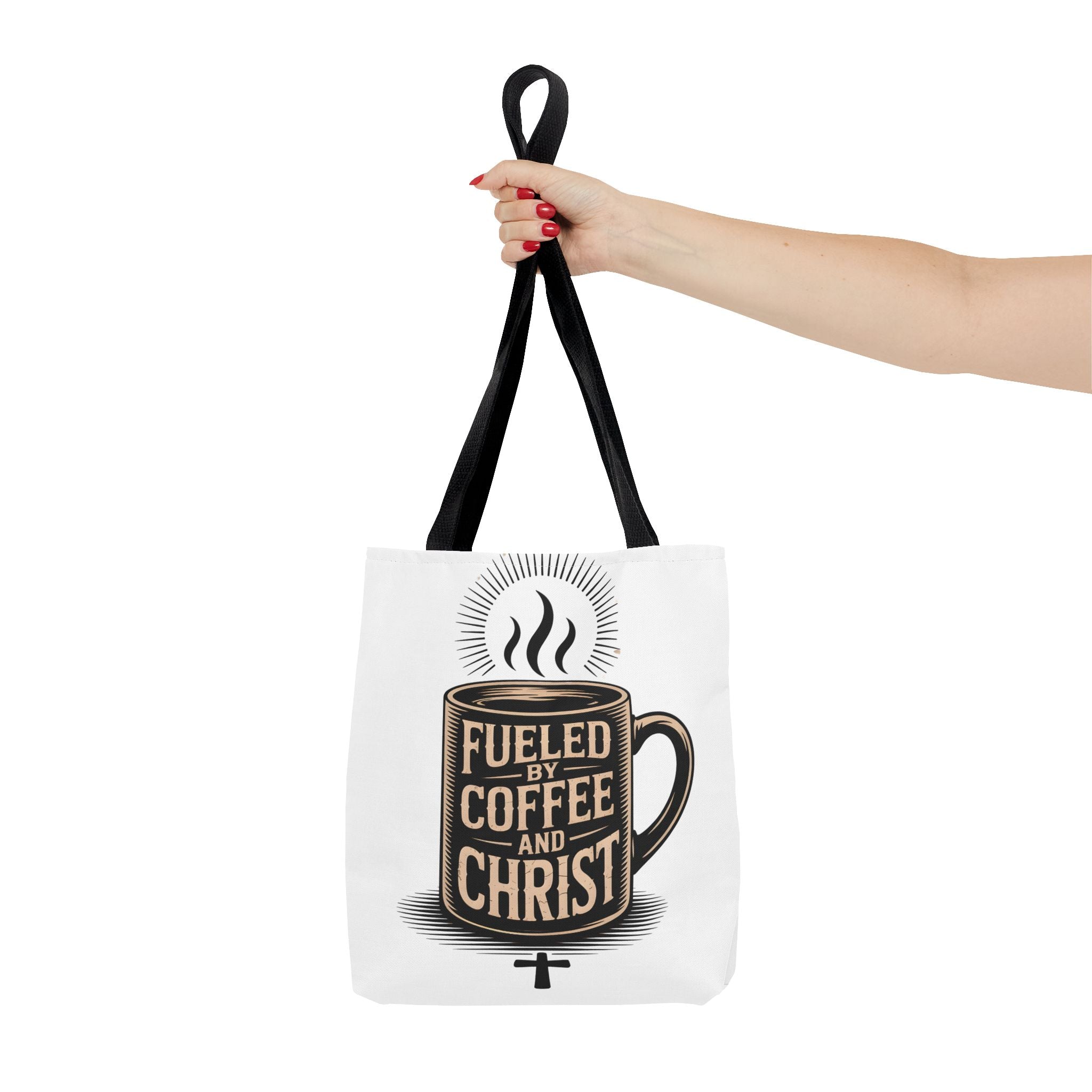 Christian Coffee Tote Bag - "Fueled by Coffee and Christ" Canvas Grocery & Church Bag