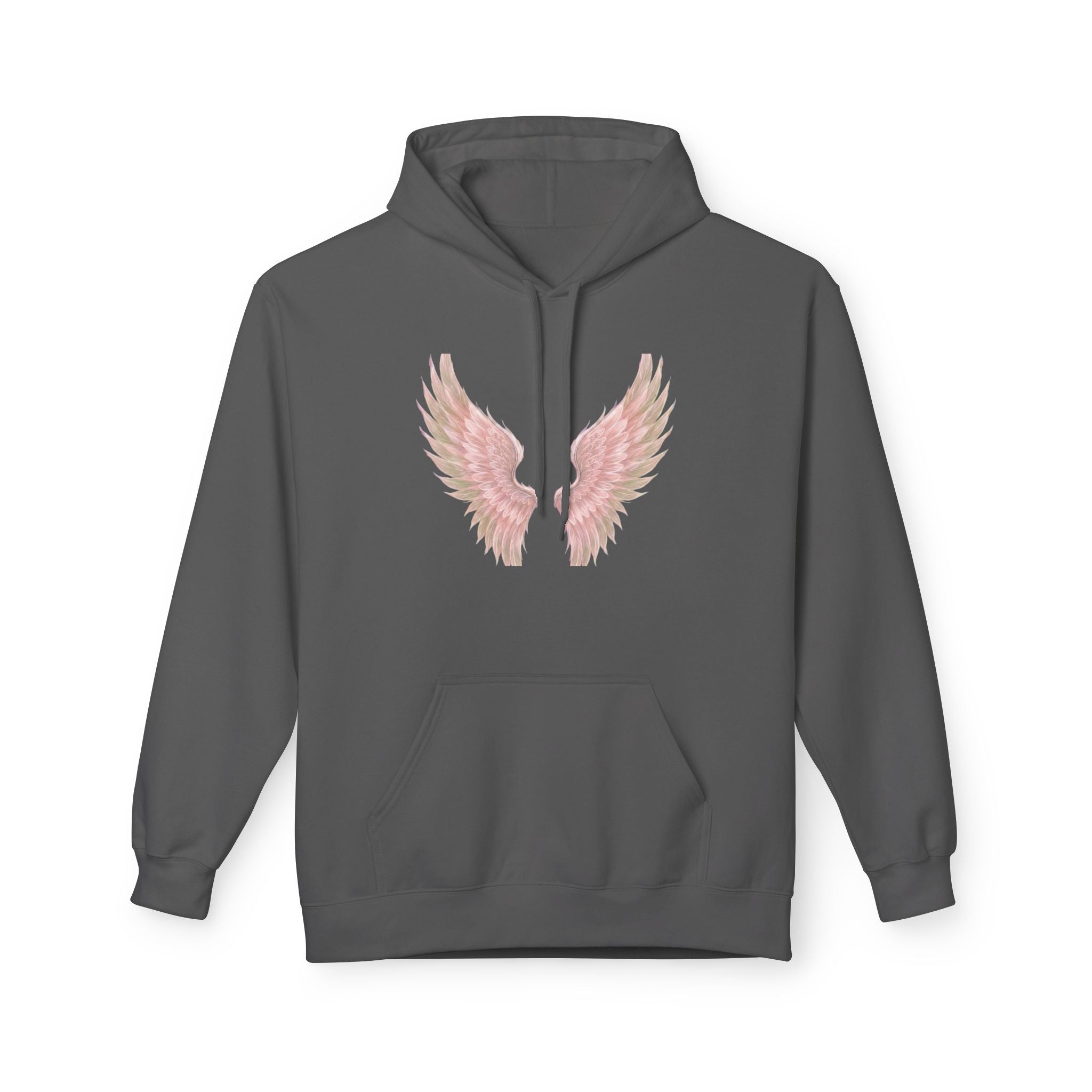 Angel Wings Hoodie — Pastel Pink Feather Graphic Pullover