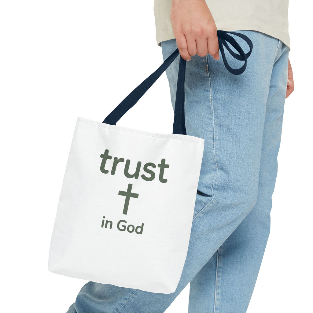 Faith Tote Bag — "Trust in God" Canvas Carryall with Cross