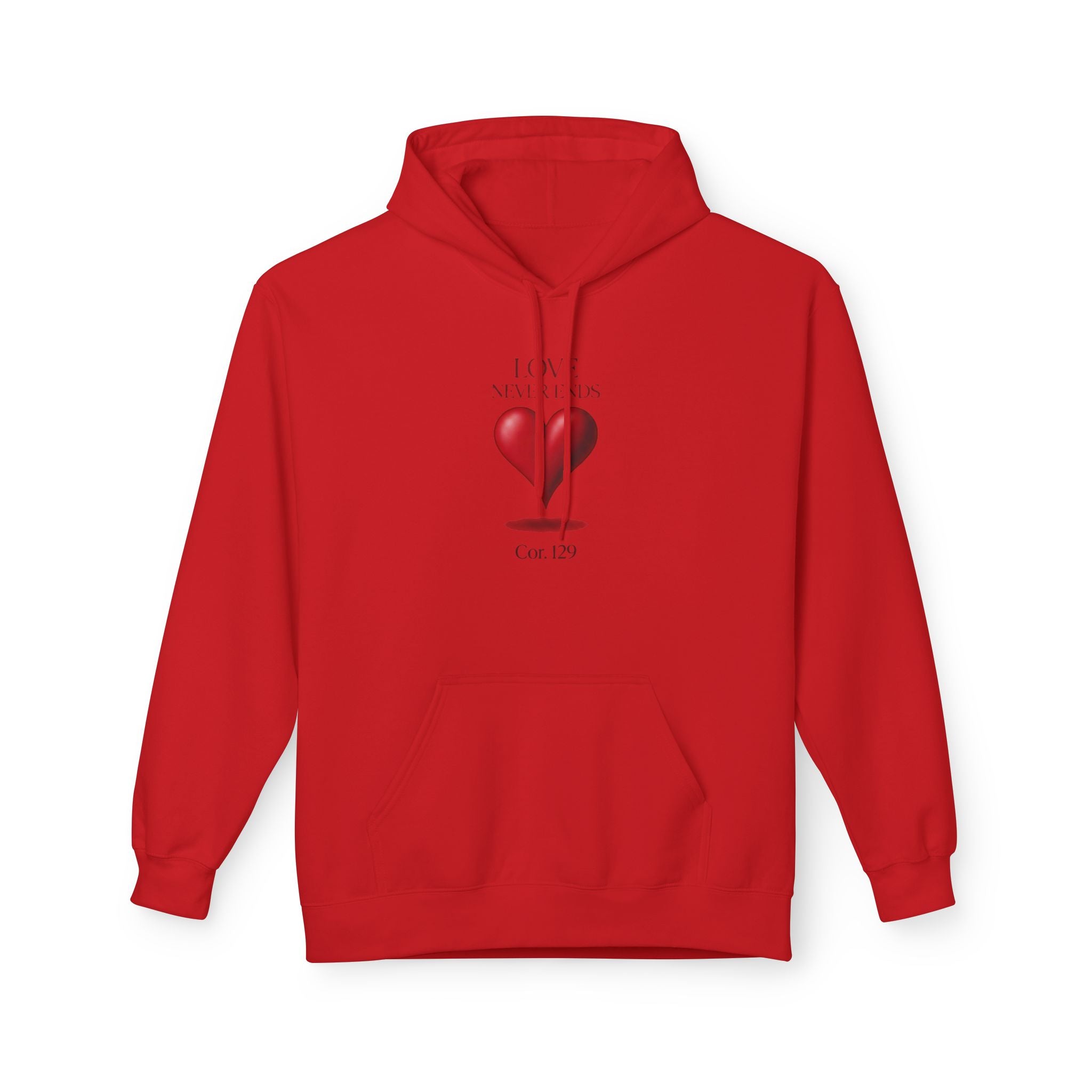 Christian Hoodie — 'Love Never Ends' Heart Design (1 Cor. 13:8)