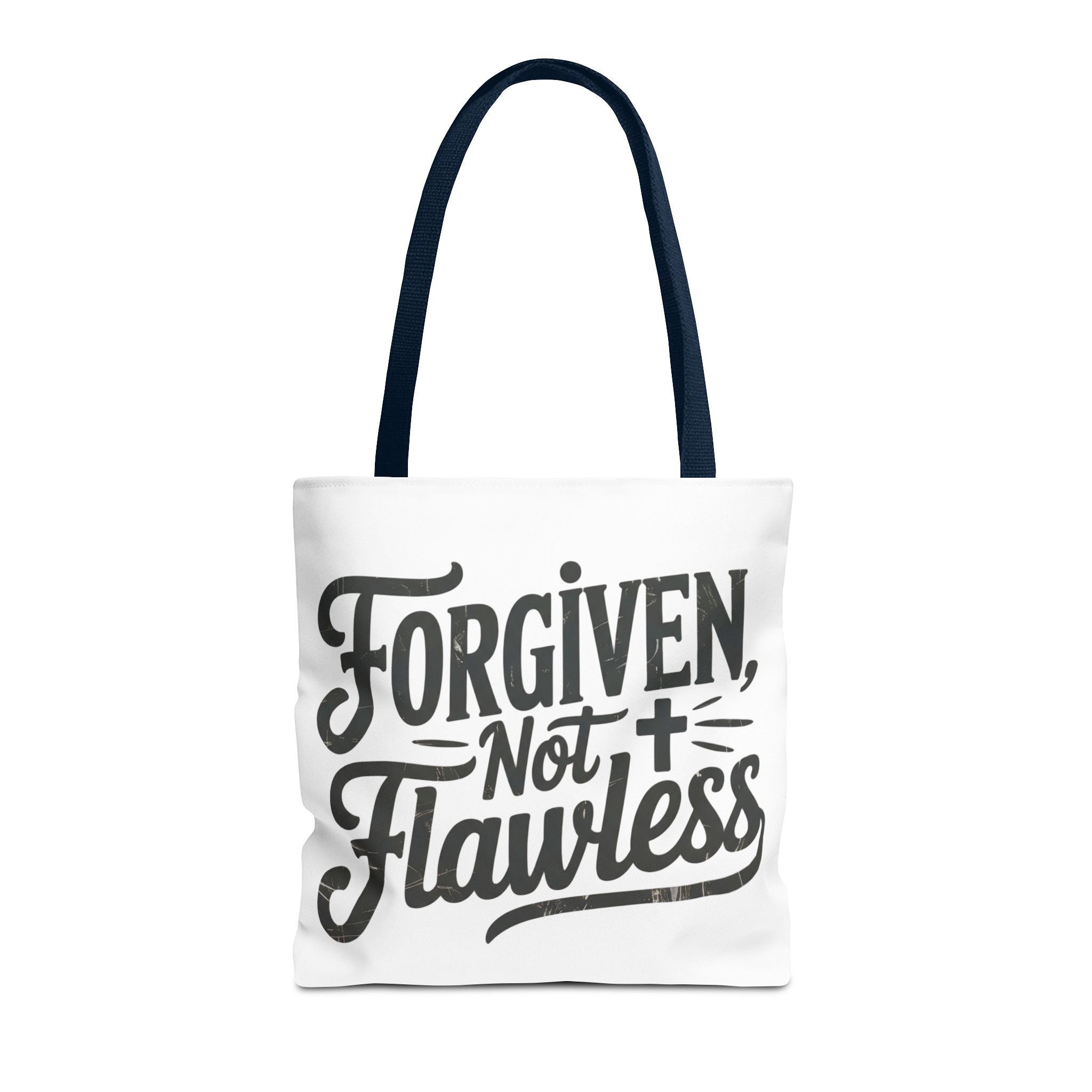 Forgiven Not Flawless Christian Tote Bag — Inspirational Scripture Quote Tote