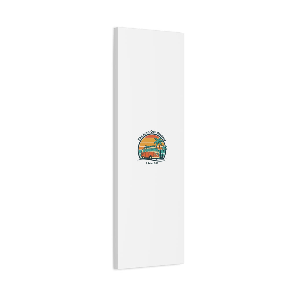 The Lord our Saviour, Retro Surf Sunset Canvas | 70s Van Palm Postcard, Analog Sunshine Aesthetic
