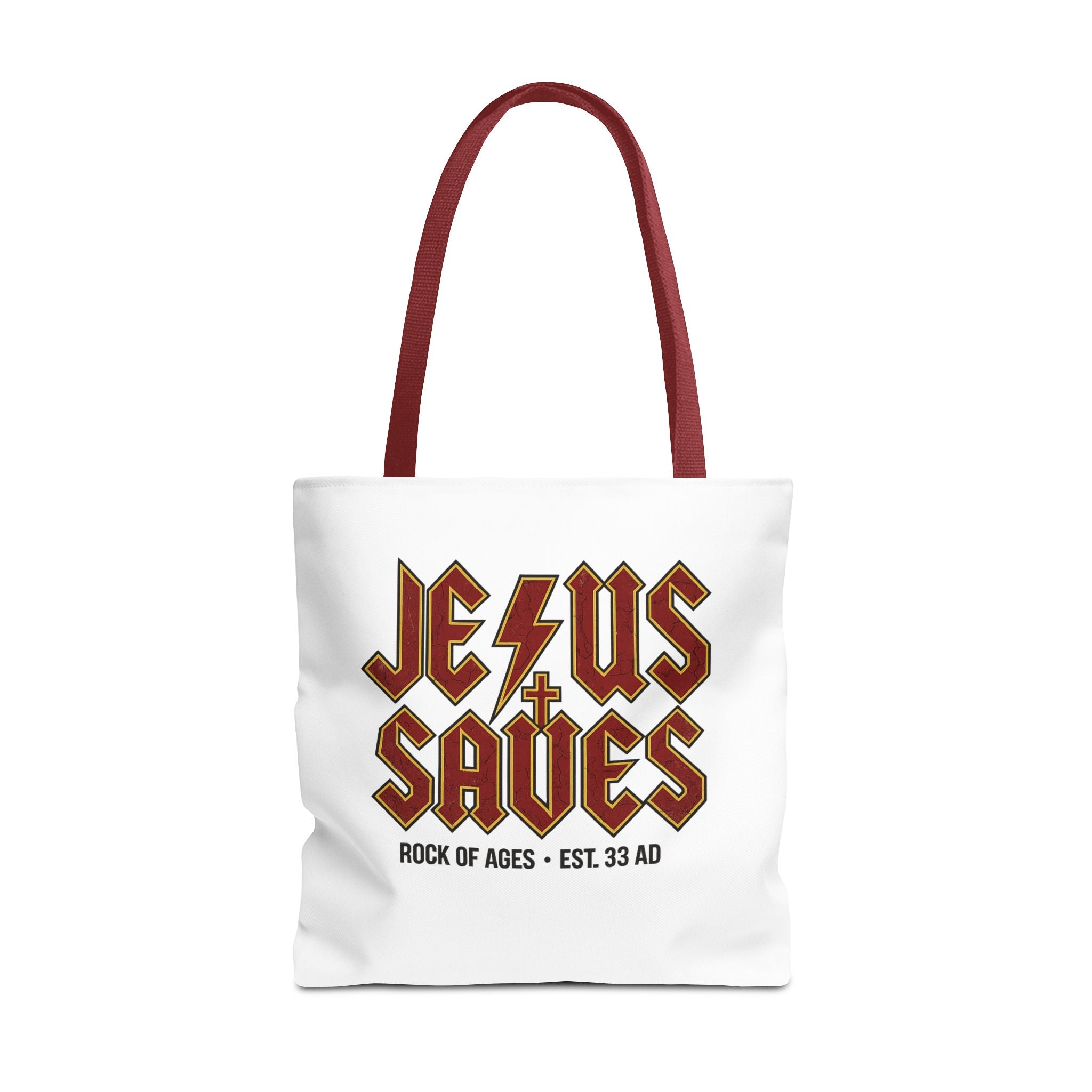 Jesus Saves Tote Bag — Rock of Ages Vintage Christian Tote