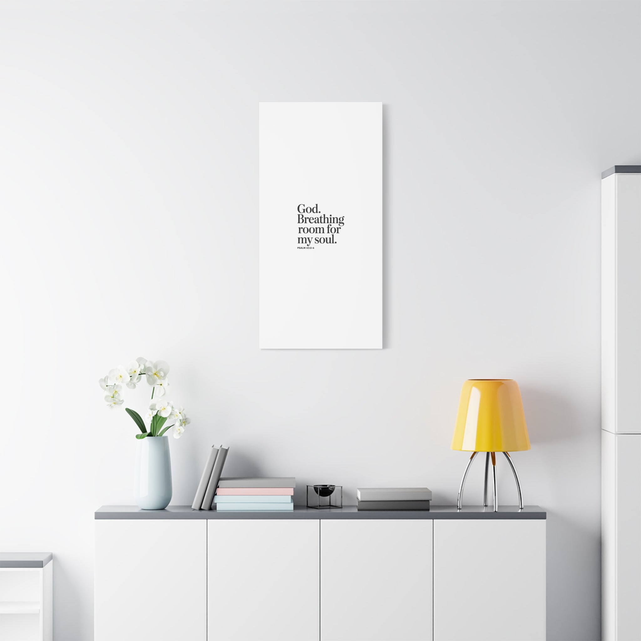 God breathing room for my soul Christian Canvas Wall Art — Minimal Heart Quote Stretched Matte Canvas
