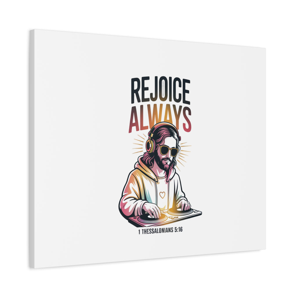 Rejoice Always Canvas Wall Art — Modern Jesus Illustration (1 Thessalonians 5:16)