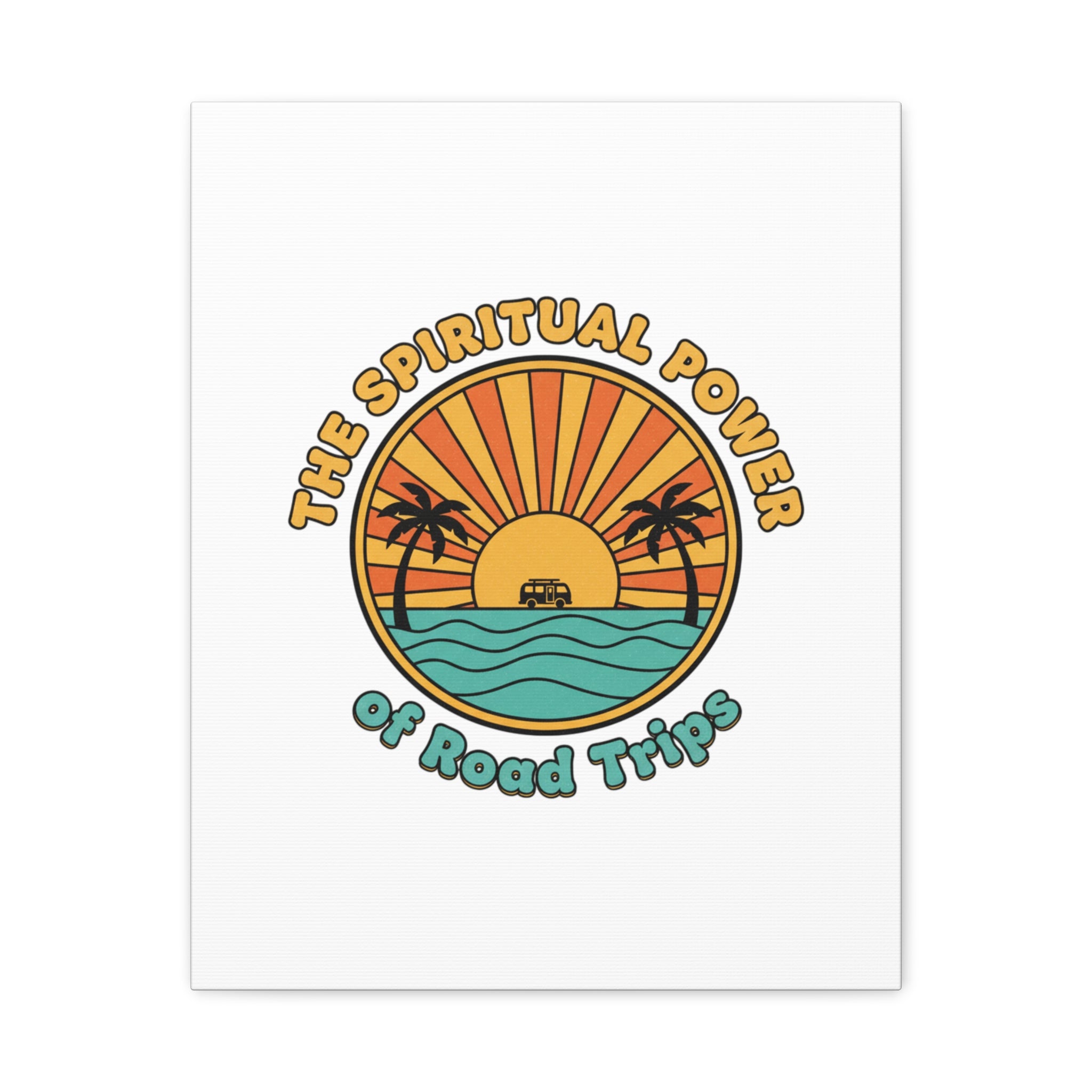 Spiritual Road Trips Canvas | 1970s Sunset Retro Palm Poster