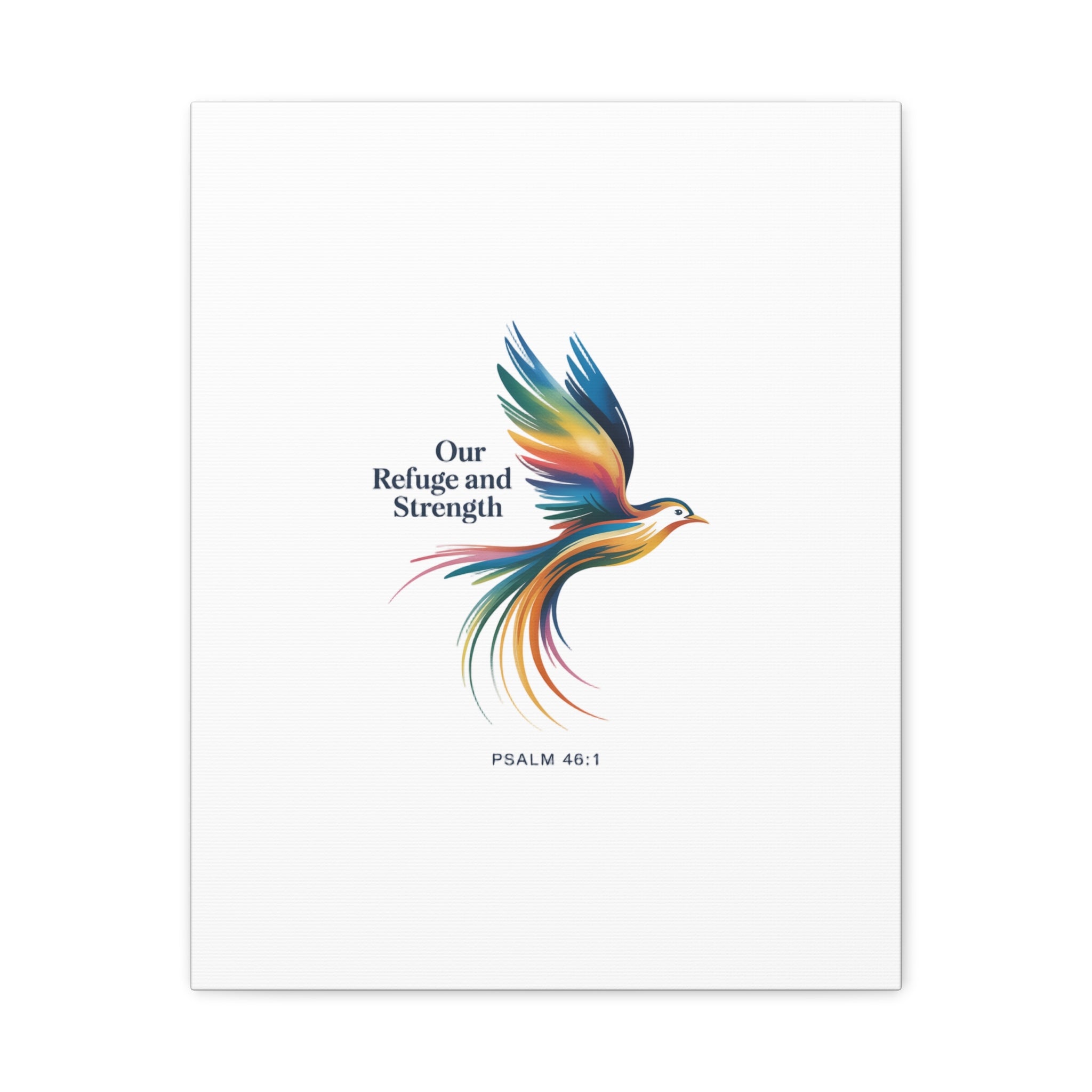 Matte Canvas Bird Wall Art — "Our Refuge & Strength" Psalm Quote