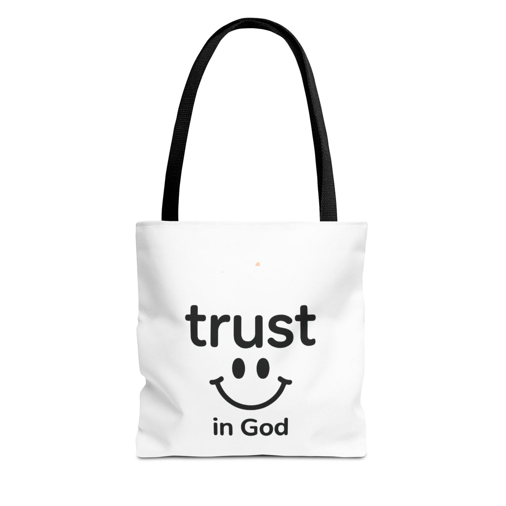 Faith Smile Tote Bag — "Trust in God" Inspirational Canvas Tote