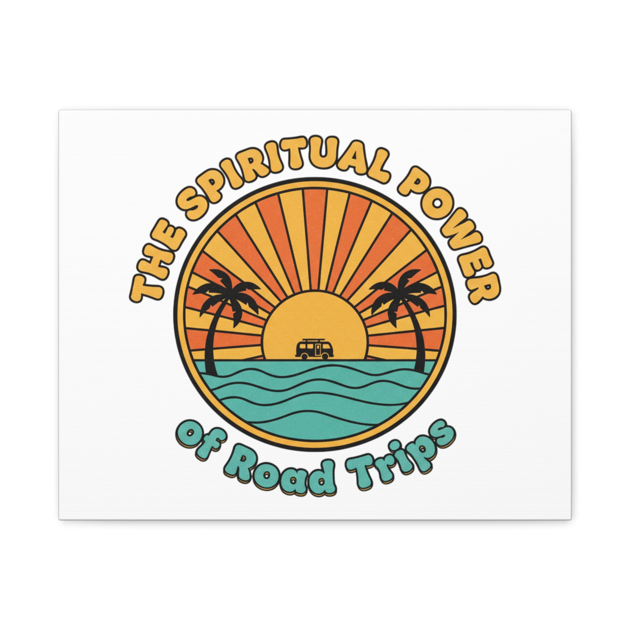 Spiritual Road Trips Canvas | 1970s Sunset Retro Palm Poster