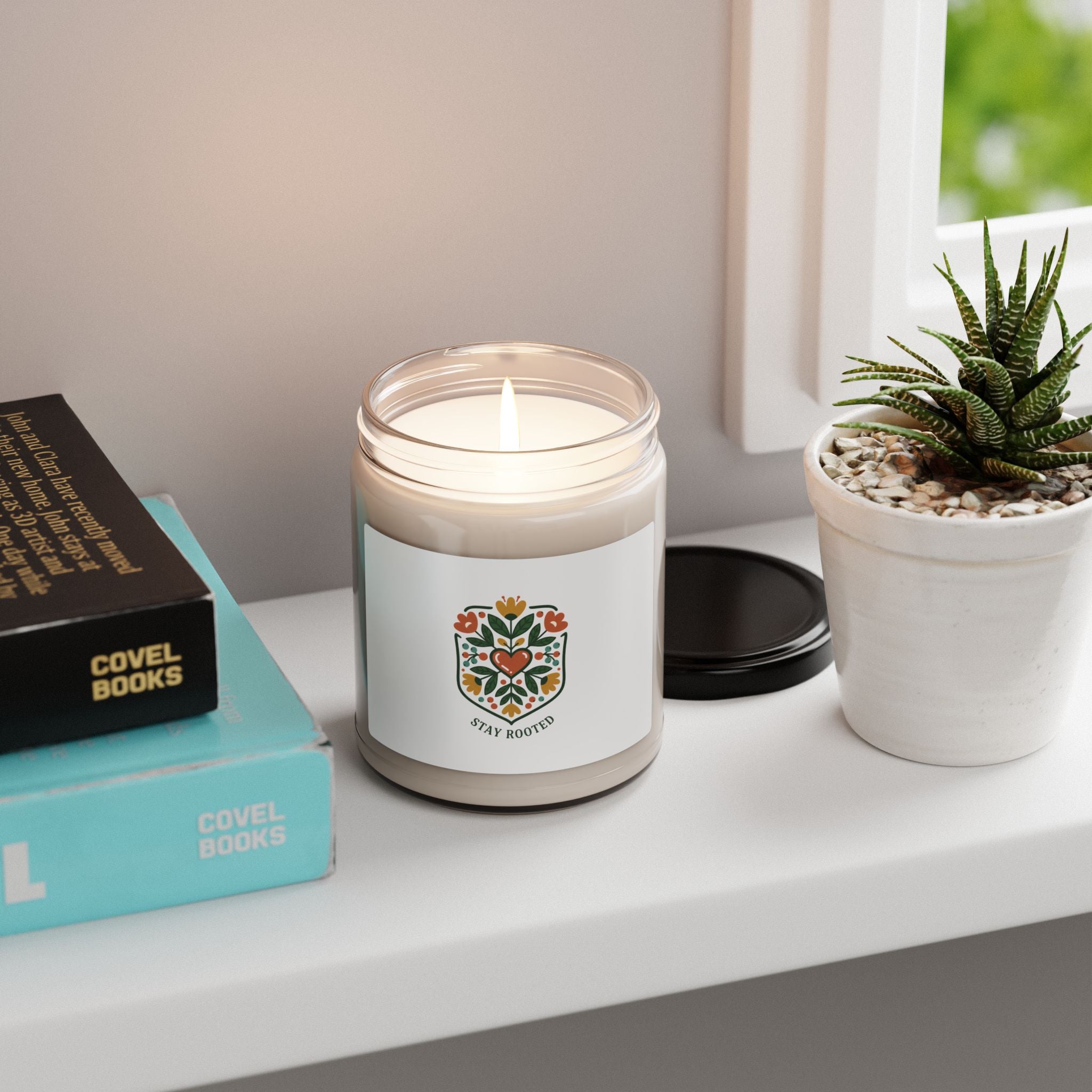 Hand-Drawn Folk Botanical Soy Candle | Stay Rooted 9oz