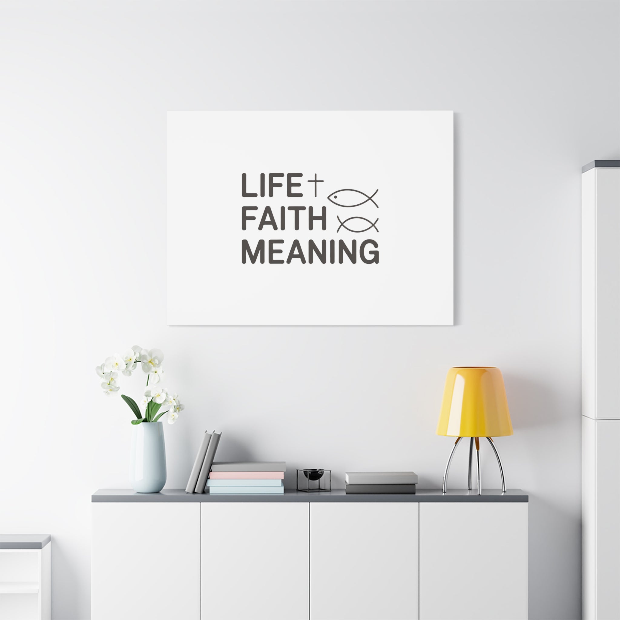 Faith Wall Canvas - "Life + Faith = Meaning" Minimal Christian Art