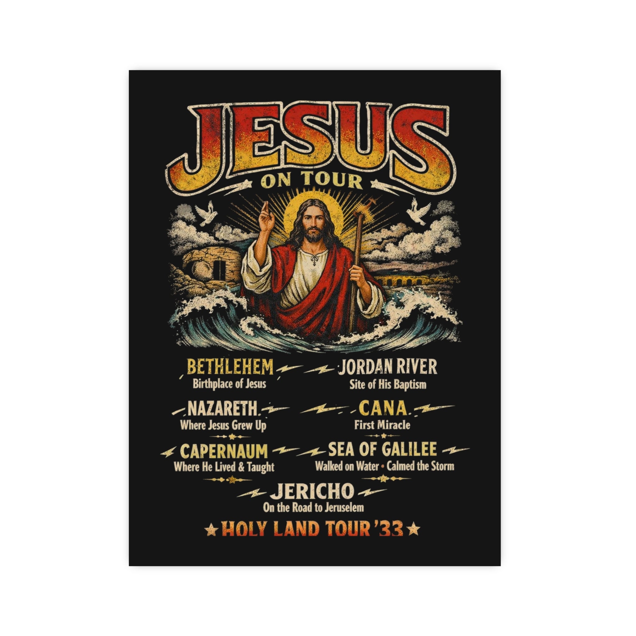Jesus on Tour Matte Poster — Christian Map Tour Art (Places Jesus Visited)